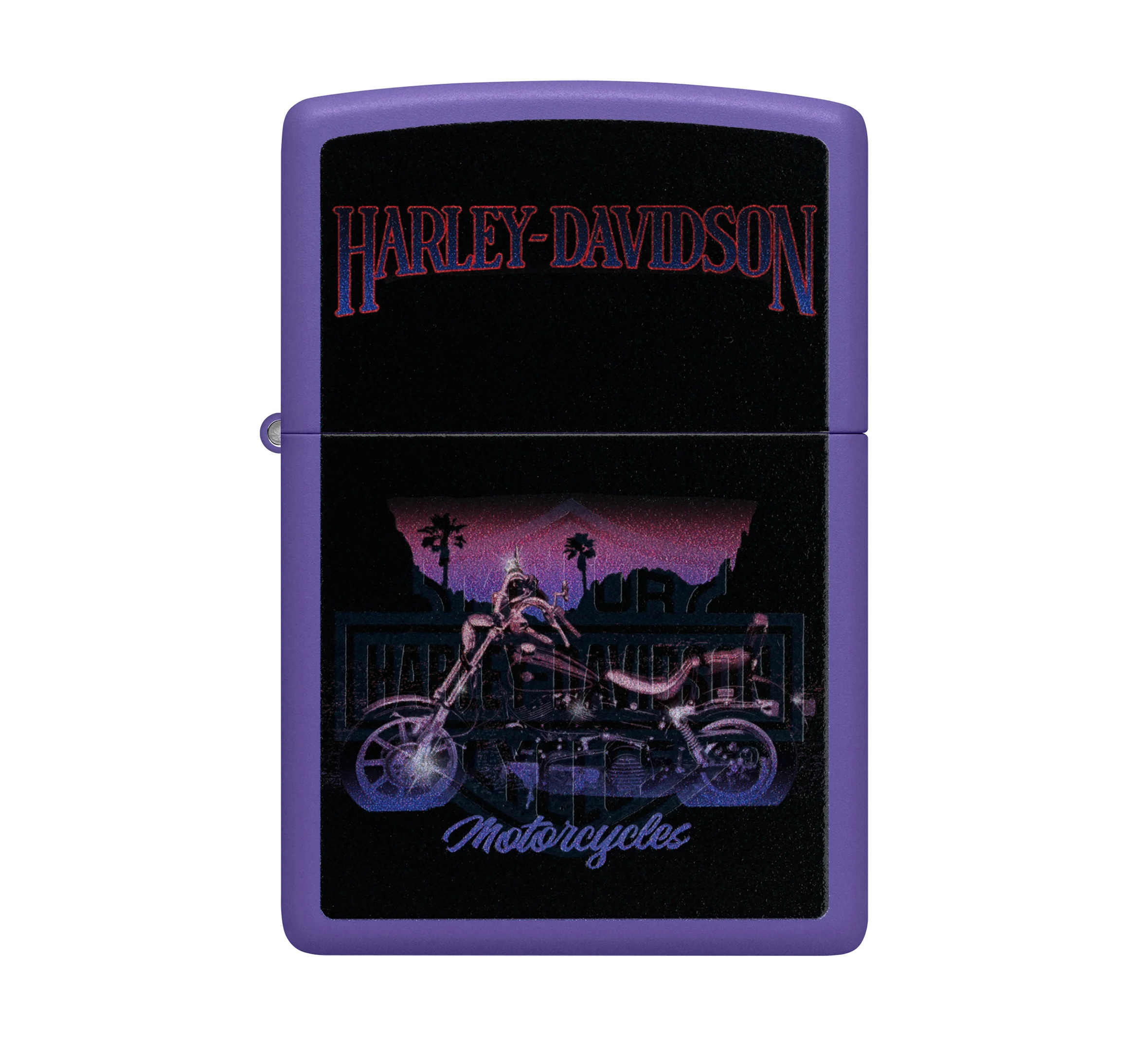 Harley-Davidson Black Light Logo Reveal Purple Matte Windproof Lighter