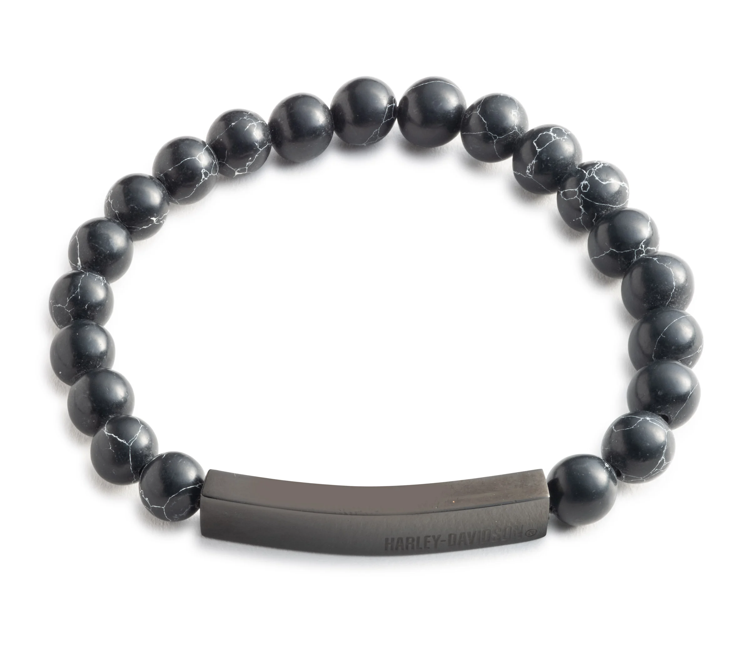 Men's Bead Logo Plaque Stretch Bracelet
