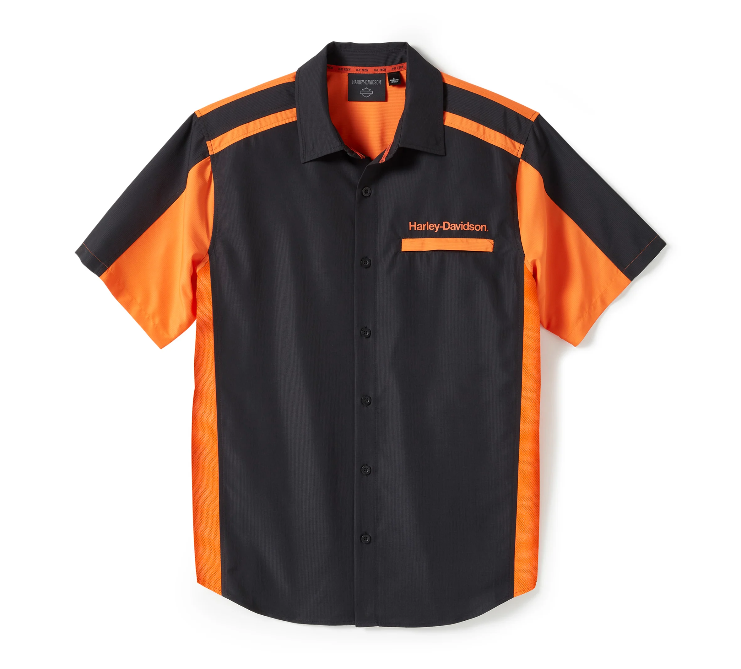 Men's H-D TECH Quick Dry Shirt - Colorblock - Harley Black & Harley Orange