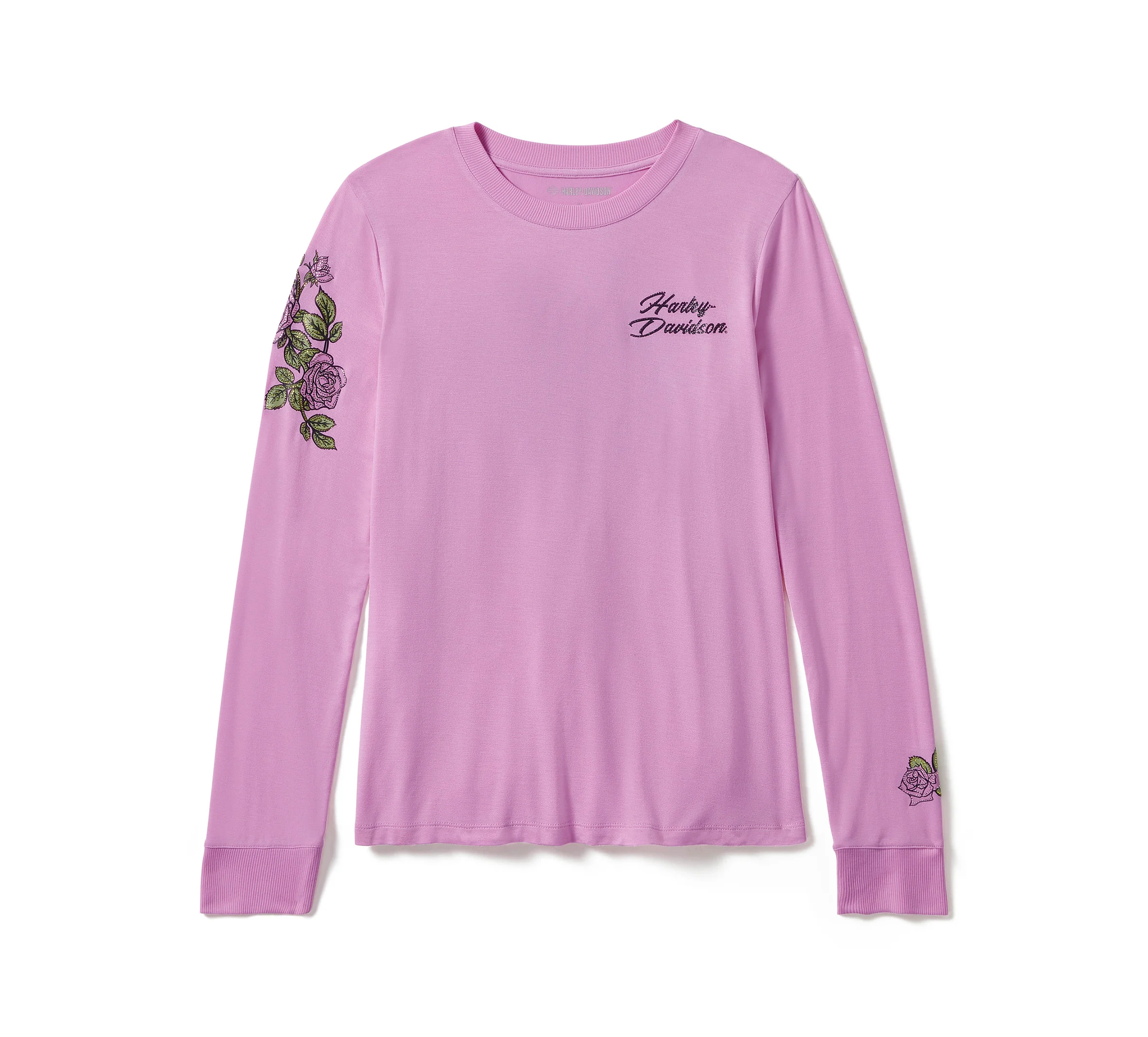 Women's Rose & Thorn Bling Long Sleeve Top - Orchid