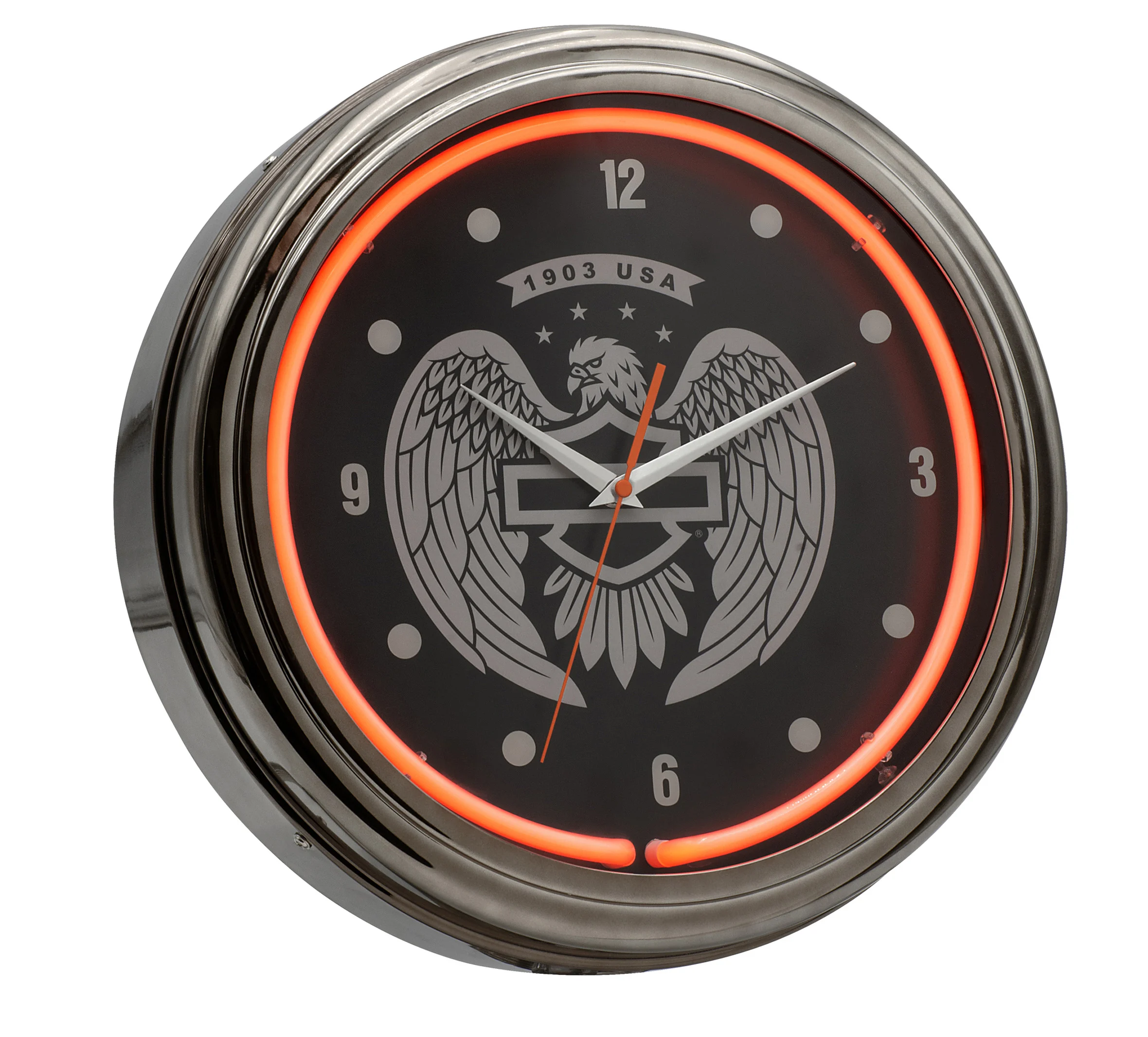 Open Bar & Shield Eagle Neon Clock