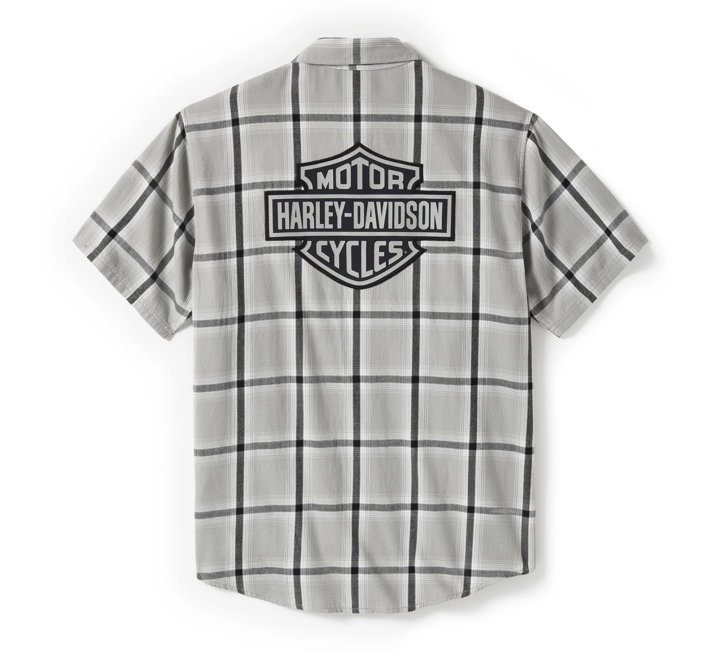 Men's Bar & Shield Staple Short Sleeve Shirt - Plaid - Ghost Gray & Asphalt