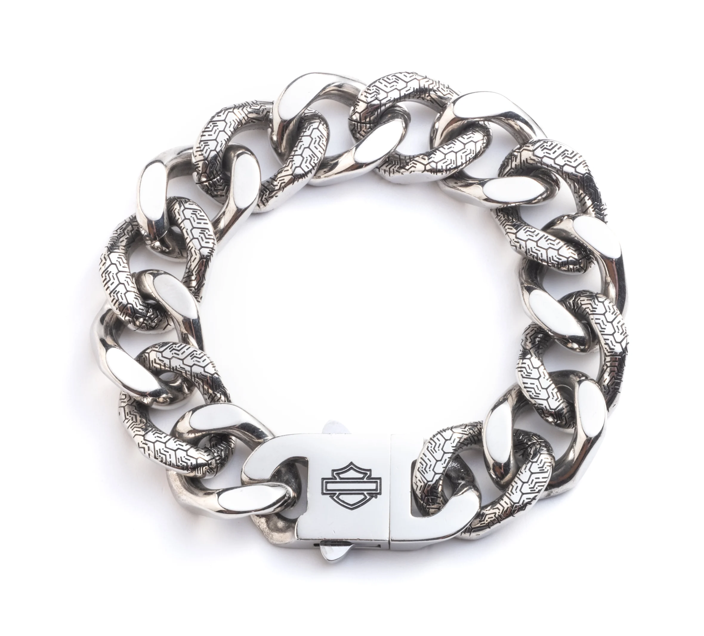 Men's 9" Bar & Shield Tire Track Chain Bracelet