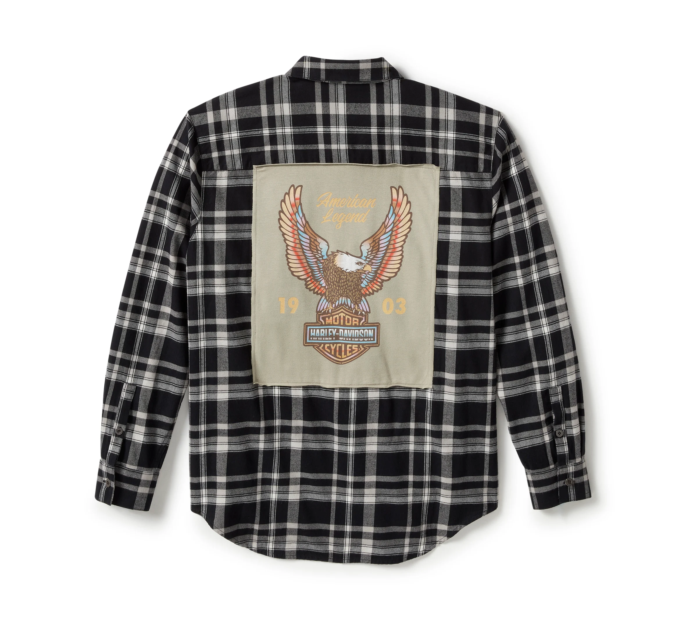 Women's Patch Woven Long Sleeve Shirt - Plaid - Harley Black & Ghost Gray