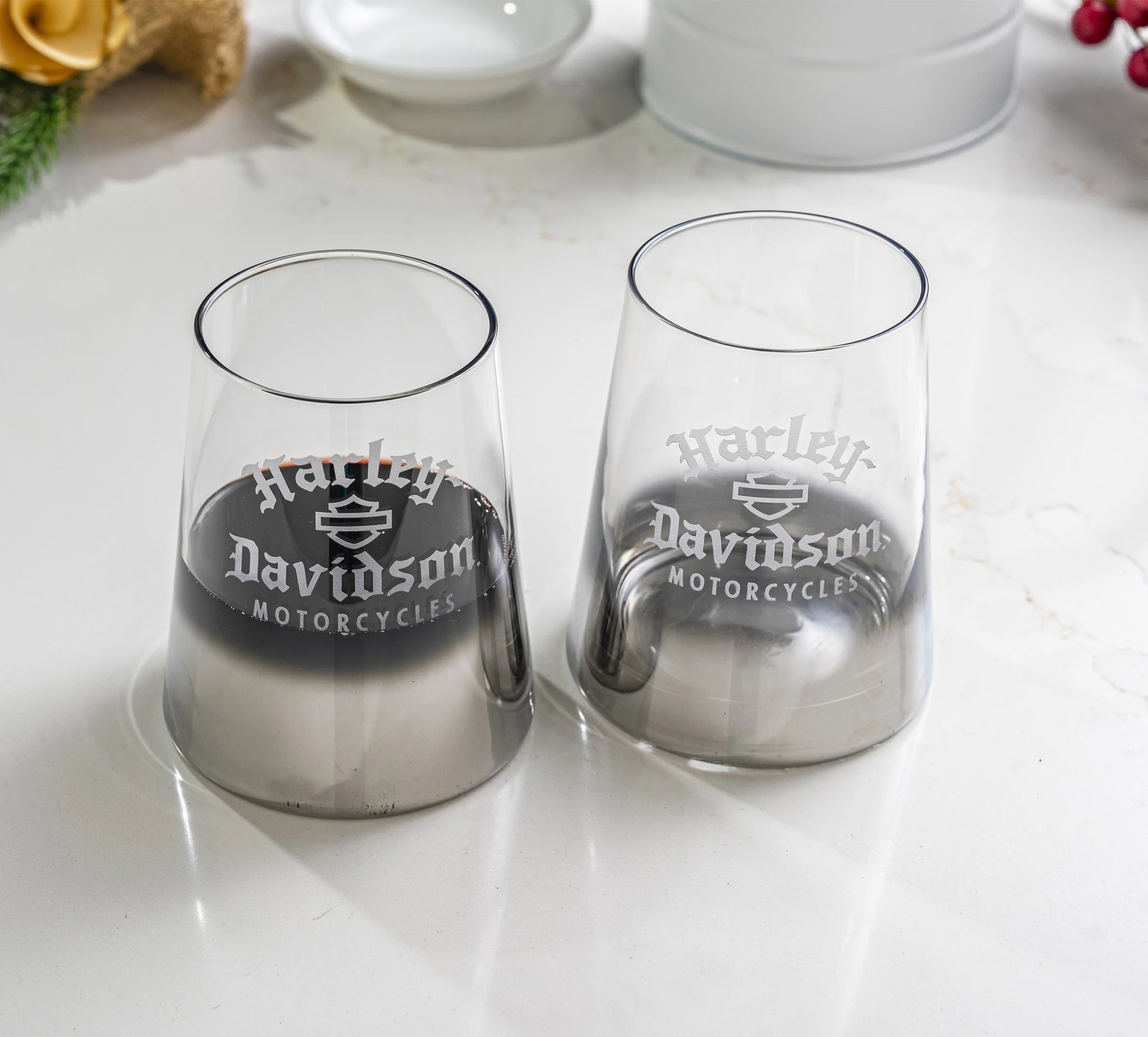 Silver Ombre Stemless Wine Glass Set