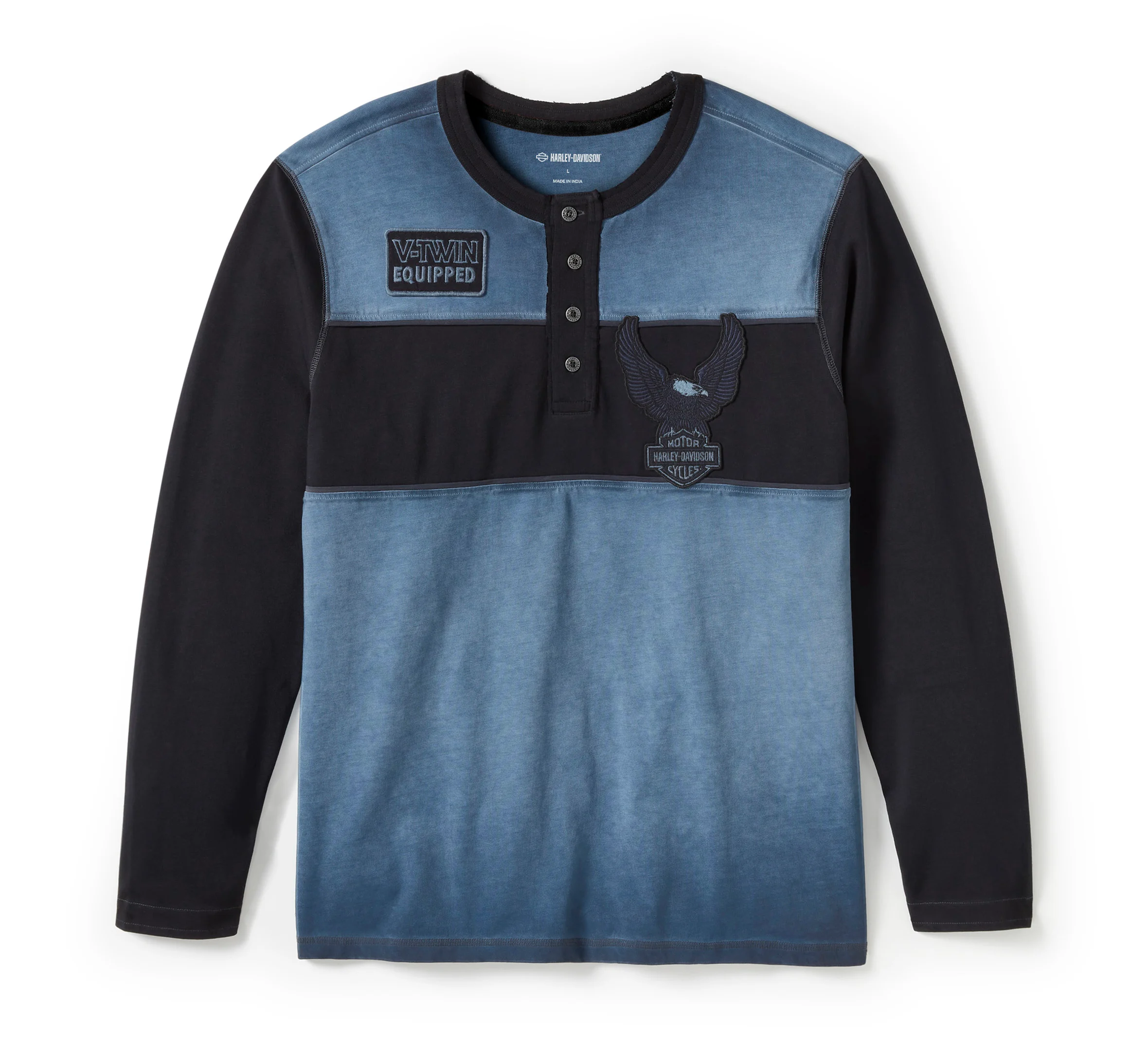 Men's Iron Bond II Henley - Colorblock - Mood Indigo & Harley Black