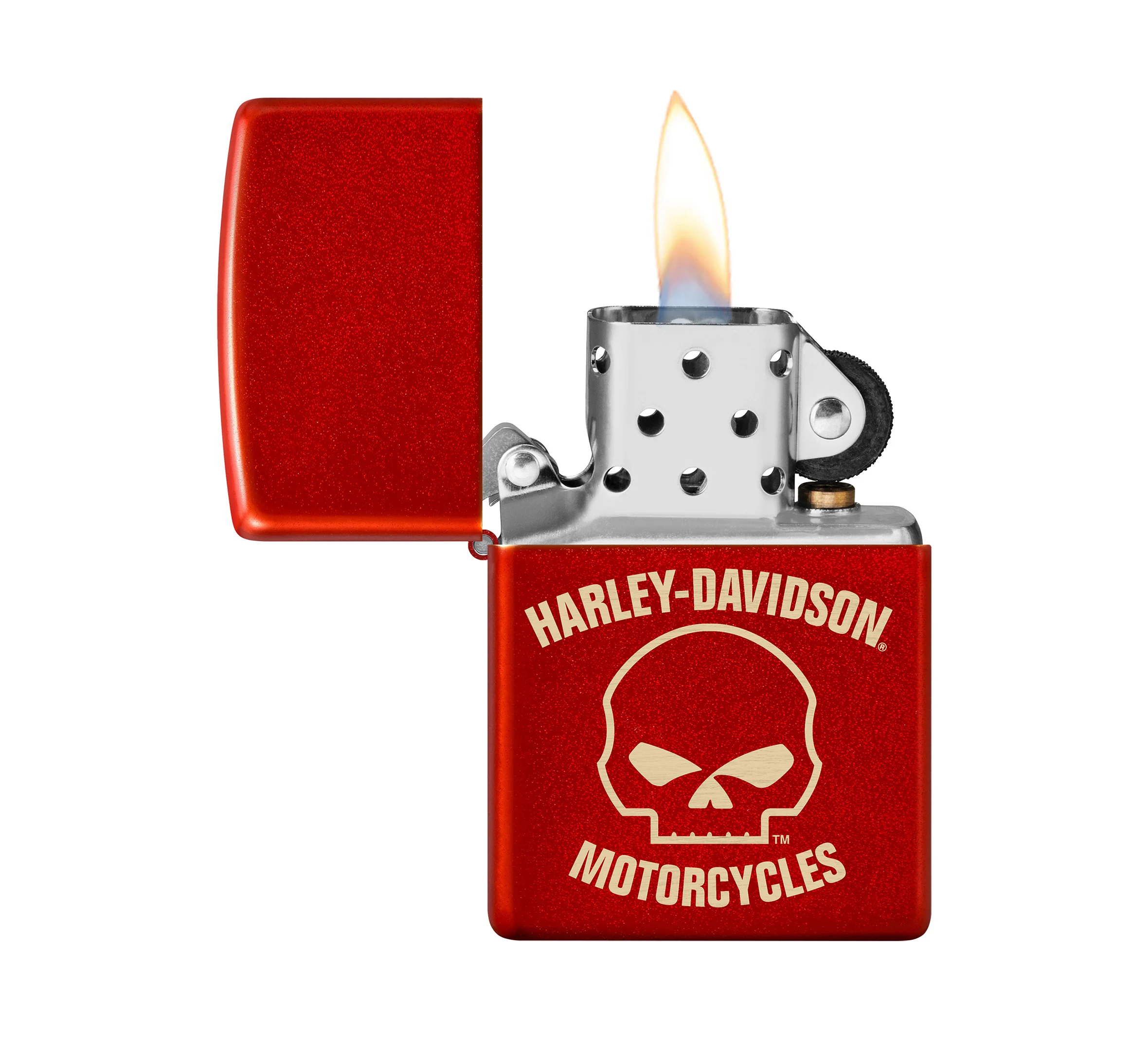 Harley Davidson Willie G Skull Laser Metallic Red Windproof Lighter