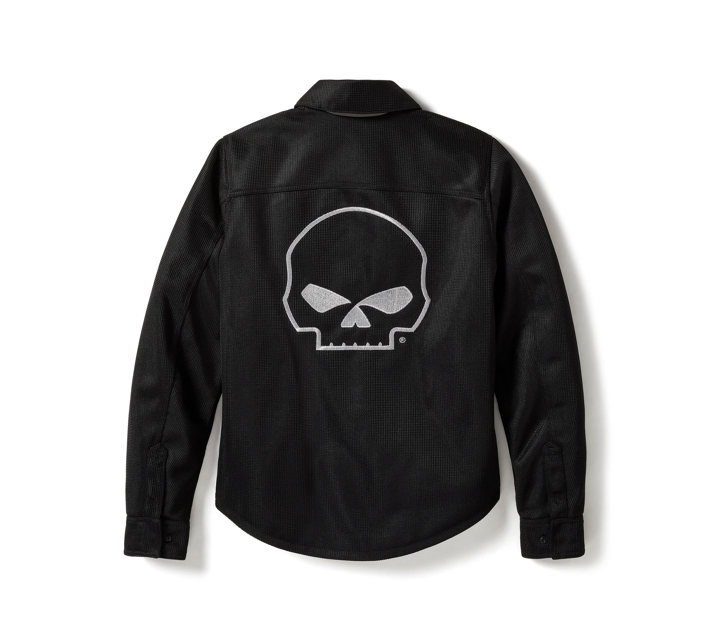 Willie G Skull Graphic Operative Mesh Riding Shirt Jacket