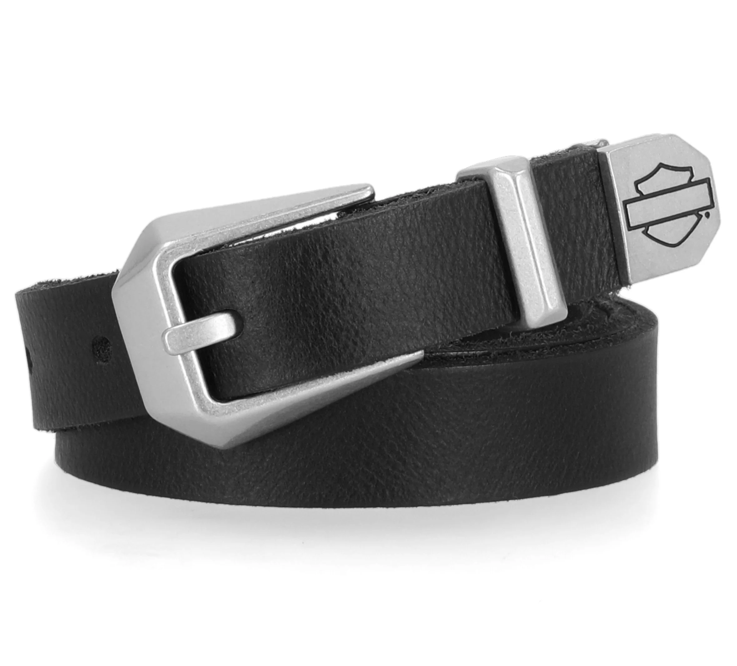 Metal Bar & Shield Tip Belt - Black