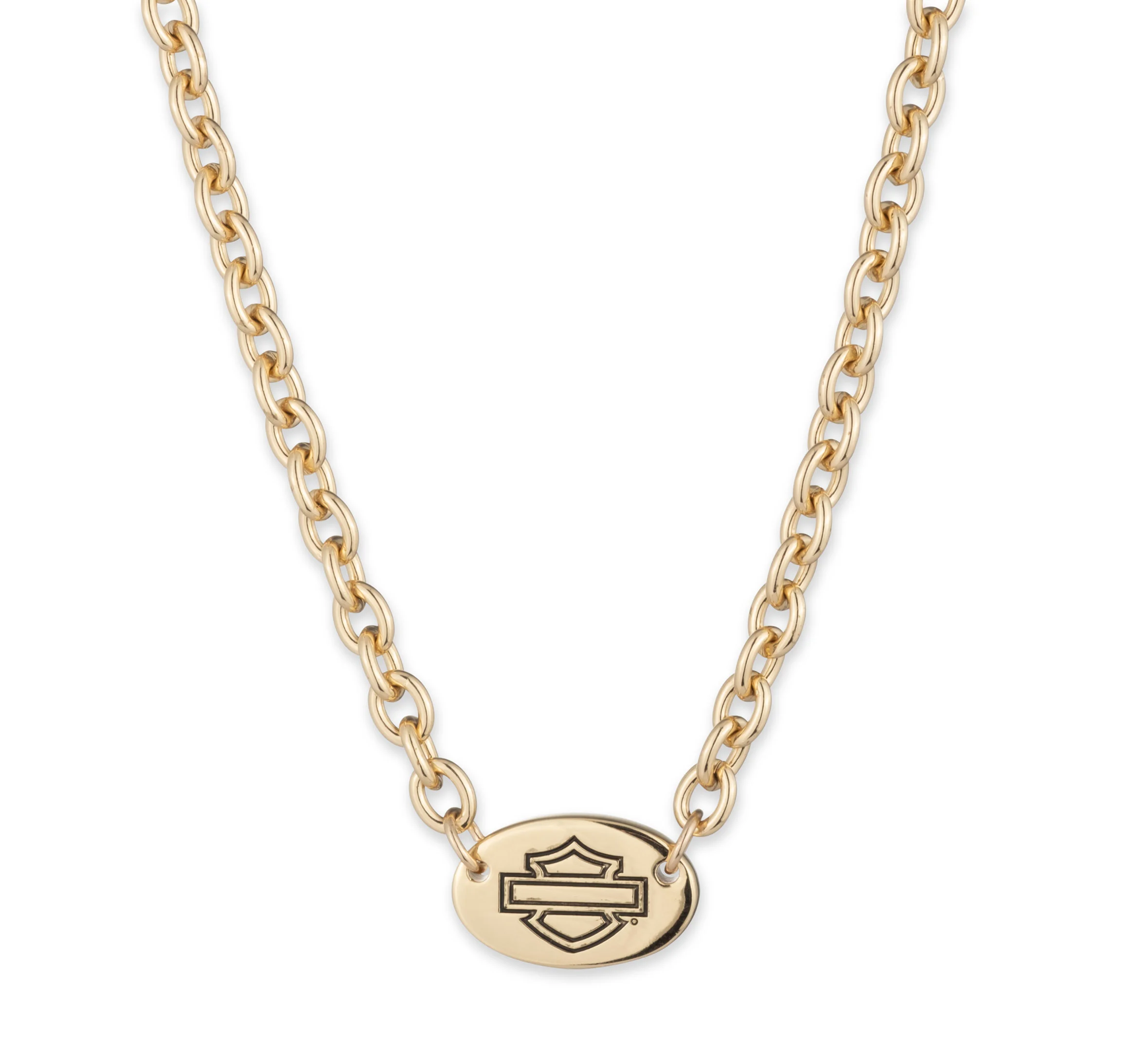 Women's 16" Oval Chain Bar & Shield Necklace