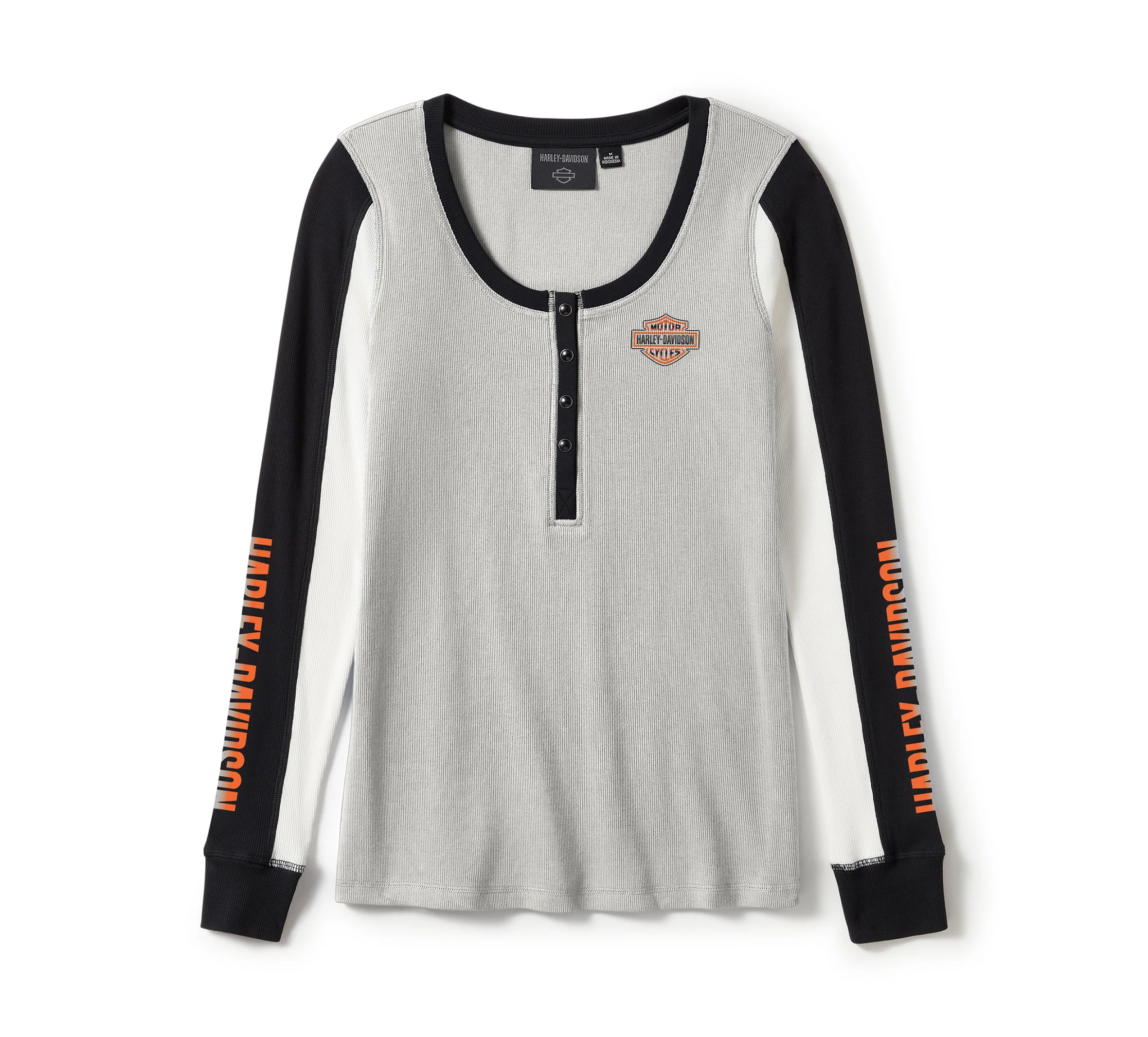 Women's Essential Henley - Colorblock - Light Grey Heather & Harley Black