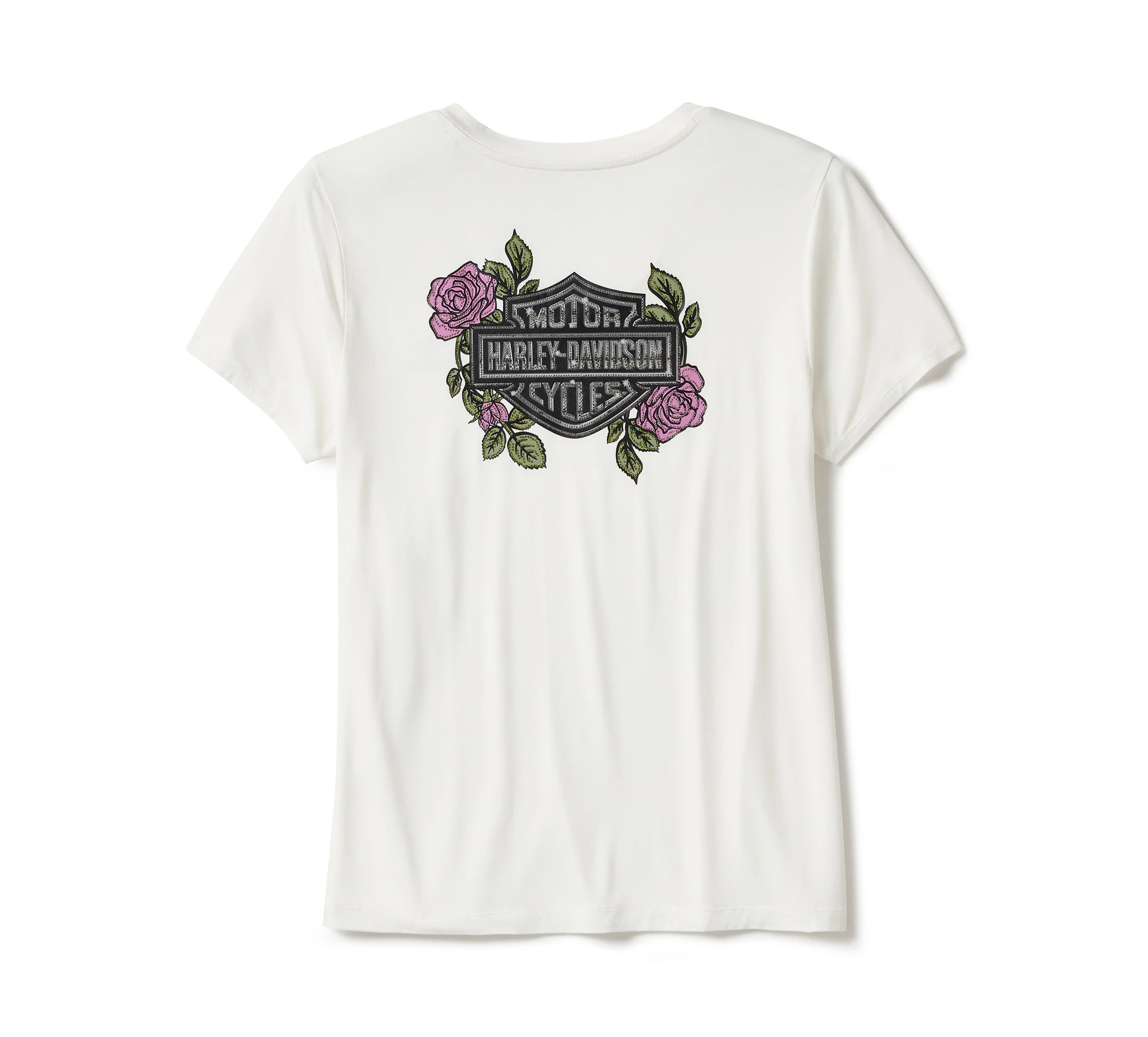 Women's Rose & Thorn Bling V Neck Tee - Cloud Dancer