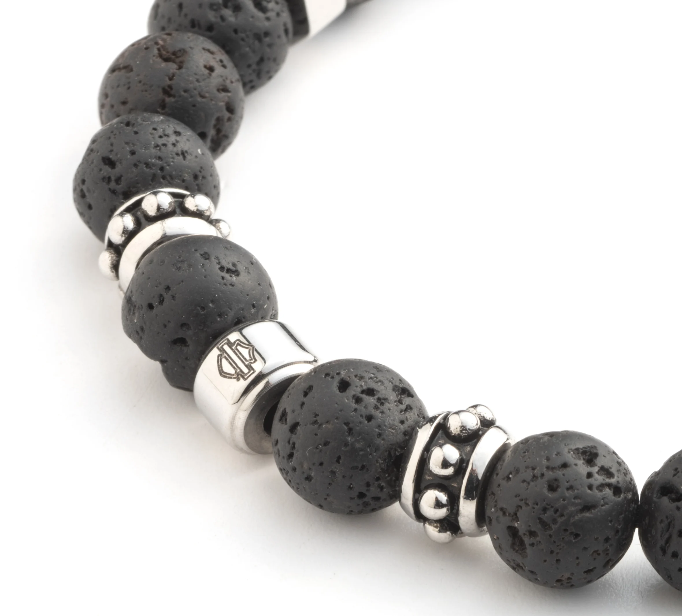 Men's Lava Bead Rondelle Bracelet