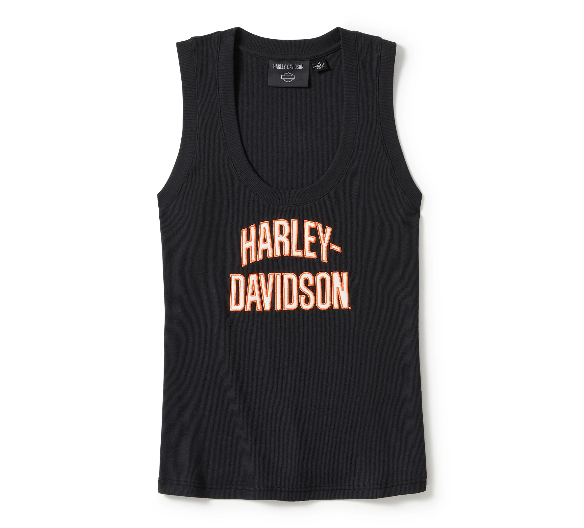 Women's Essential Arched Font Ribbed Tank - Harley Black