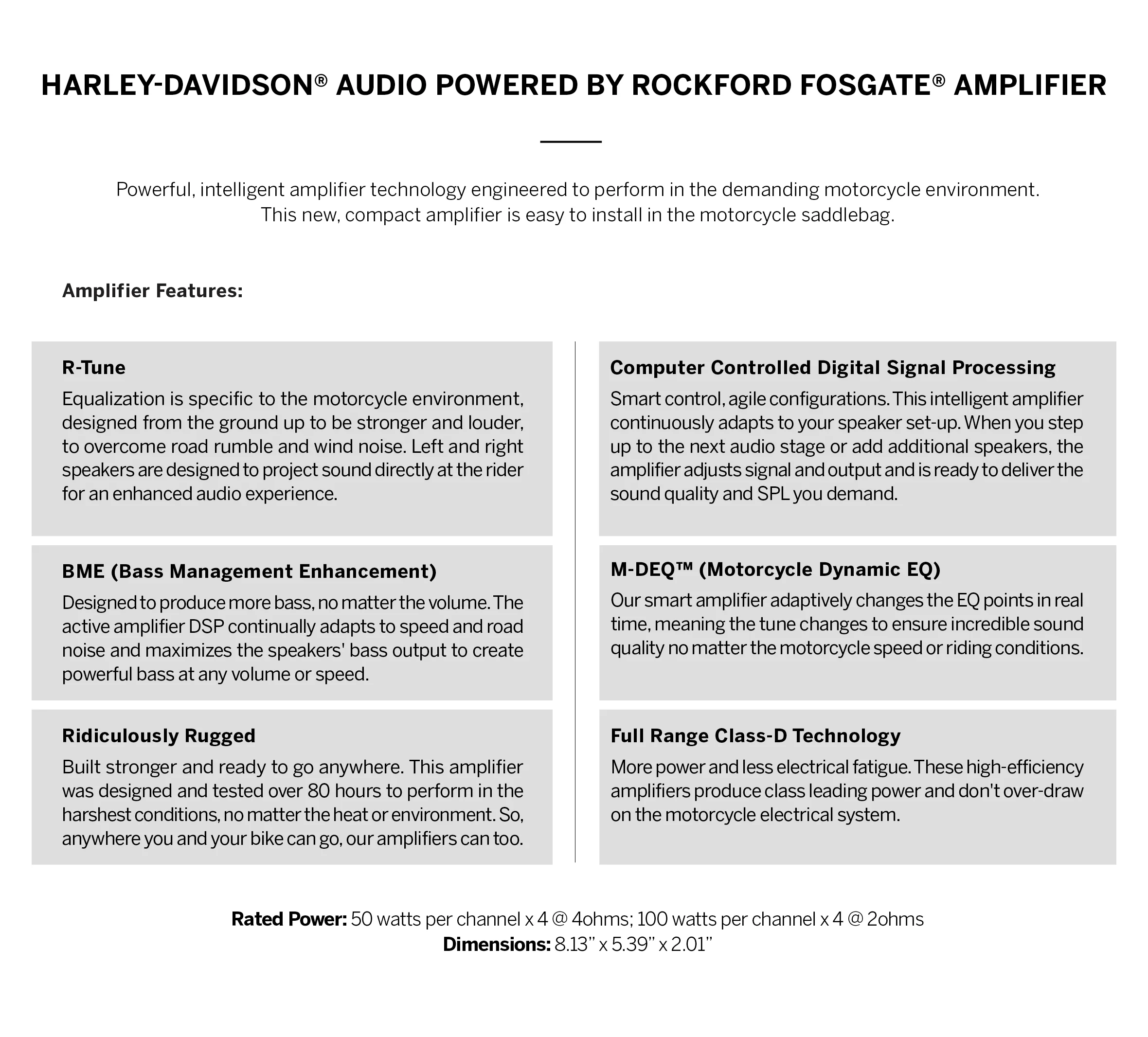 Harley-Davidson Audio powered by Rockford Fosgate - Amplifier 400W 4-Channel (Primary)