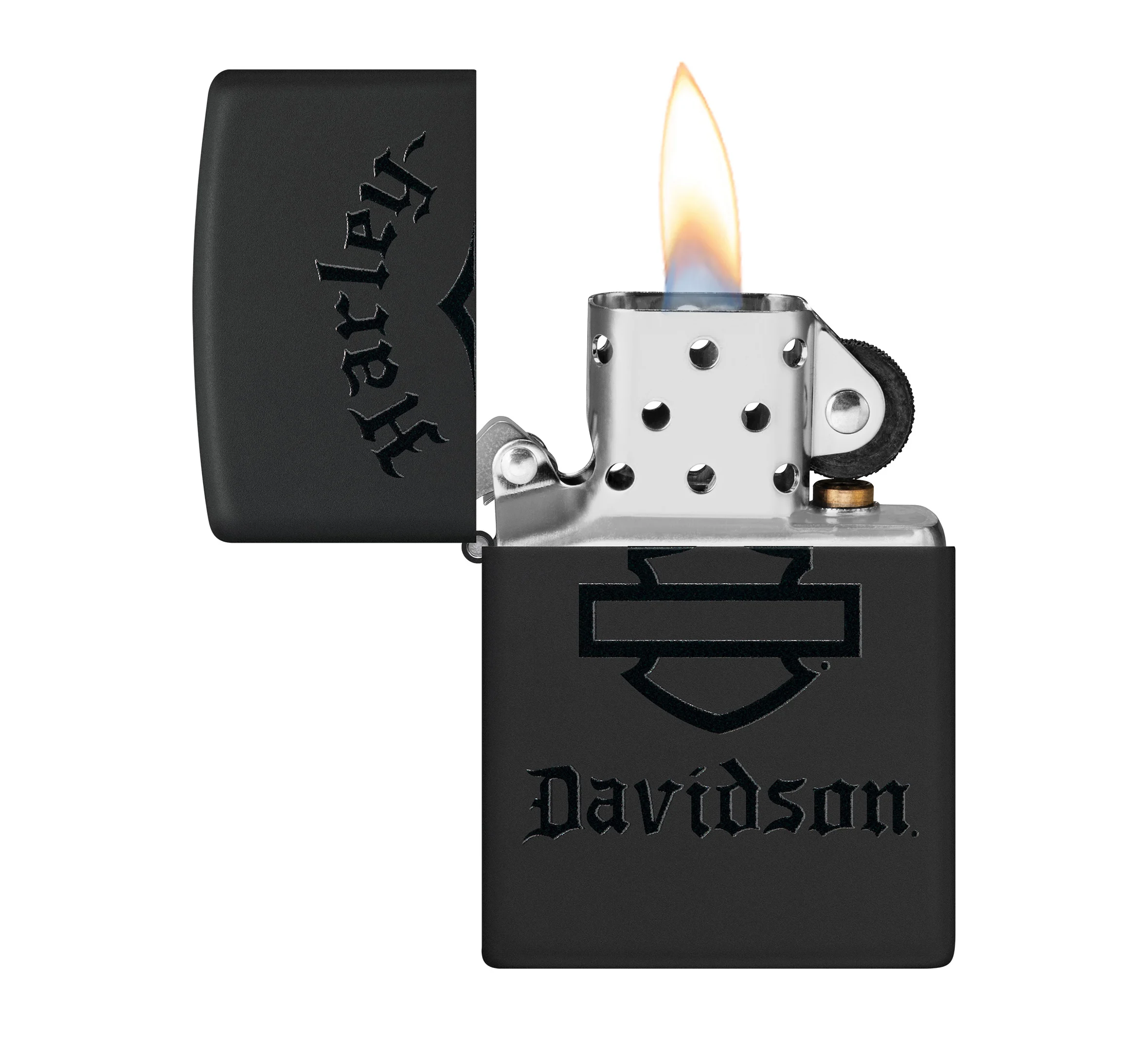 Harley-Davidson Bar and Shield Logo Color Image Black Matte Windproof Lighter