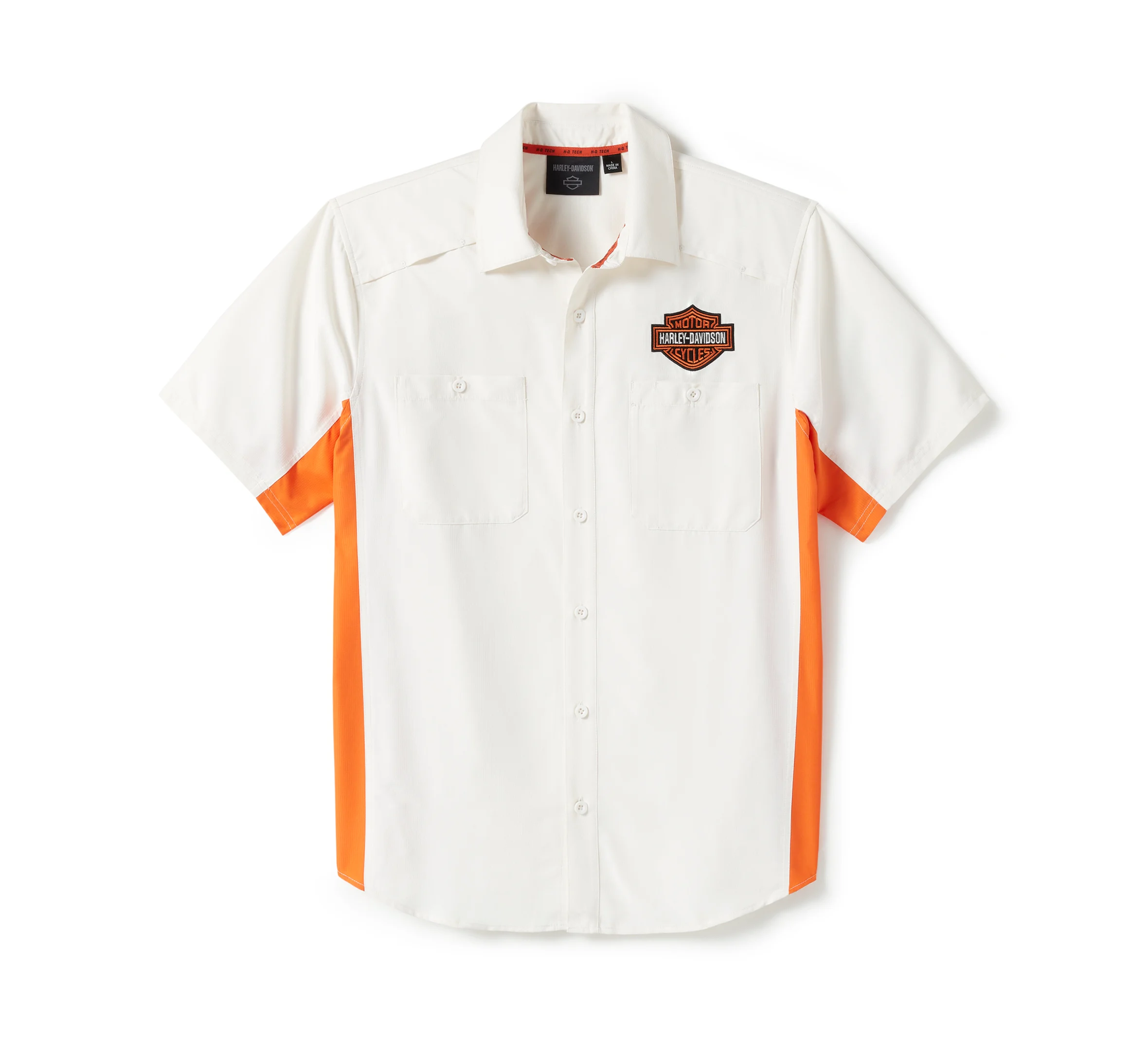 Men's H-D TECH Colorblock Shirt - Colorblock - Cloud Dancer &Harley Orange