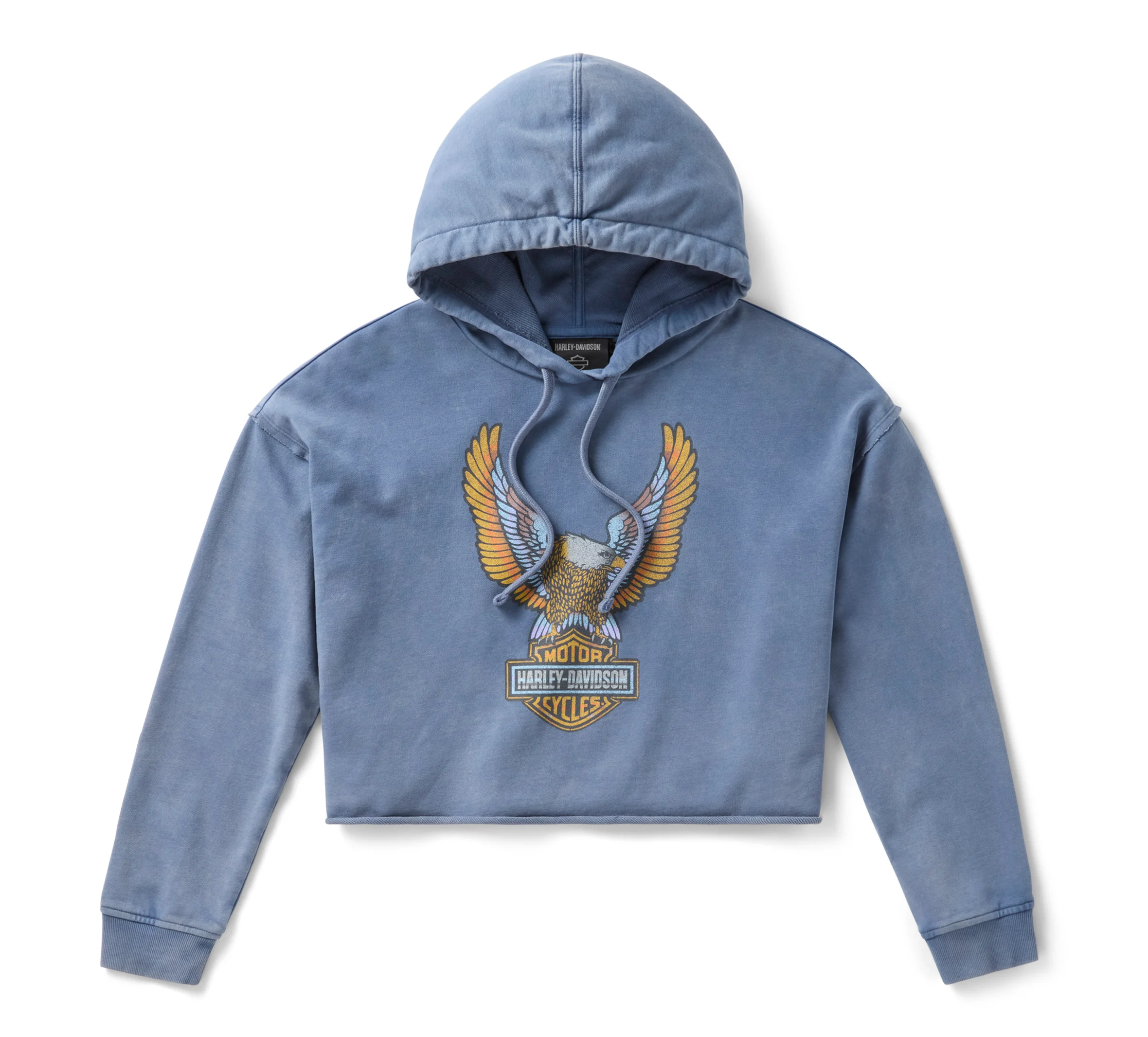 Women's Neon Eagle Cropped Pullover Hoodie - Ensign Blue