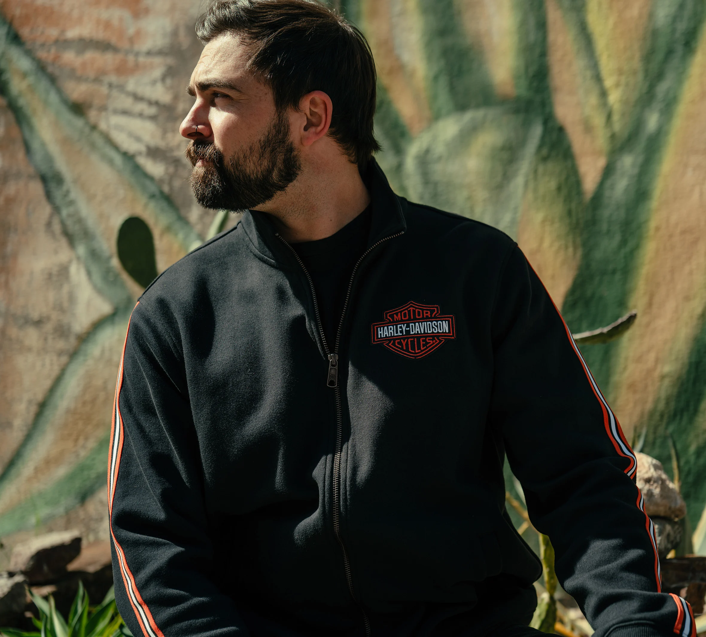 Men's Essential Fleece Zip Front Track Jacket - Harley Black