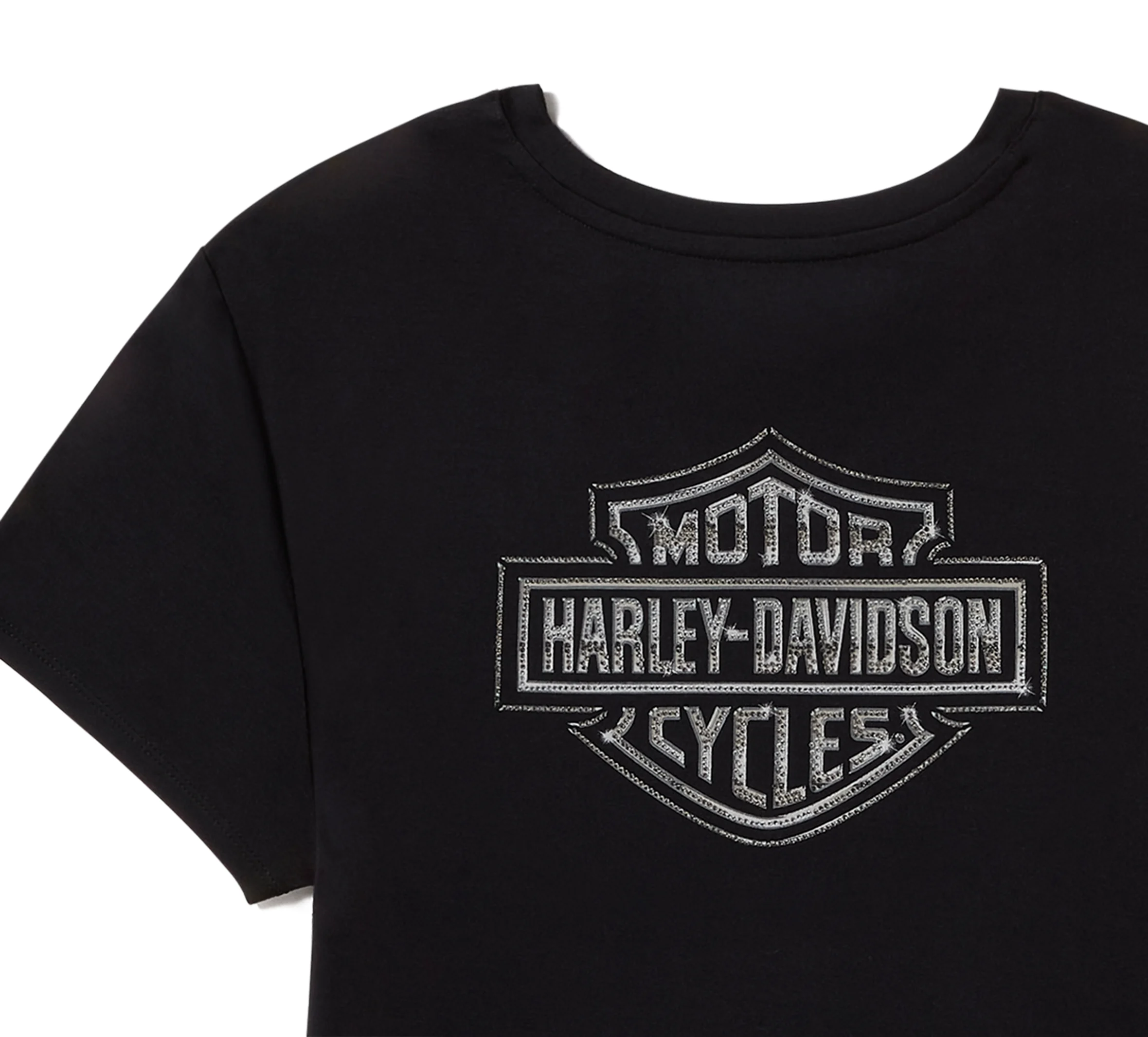 Women's Essential Bling Ruched Short Sleeve Top - Harley Black