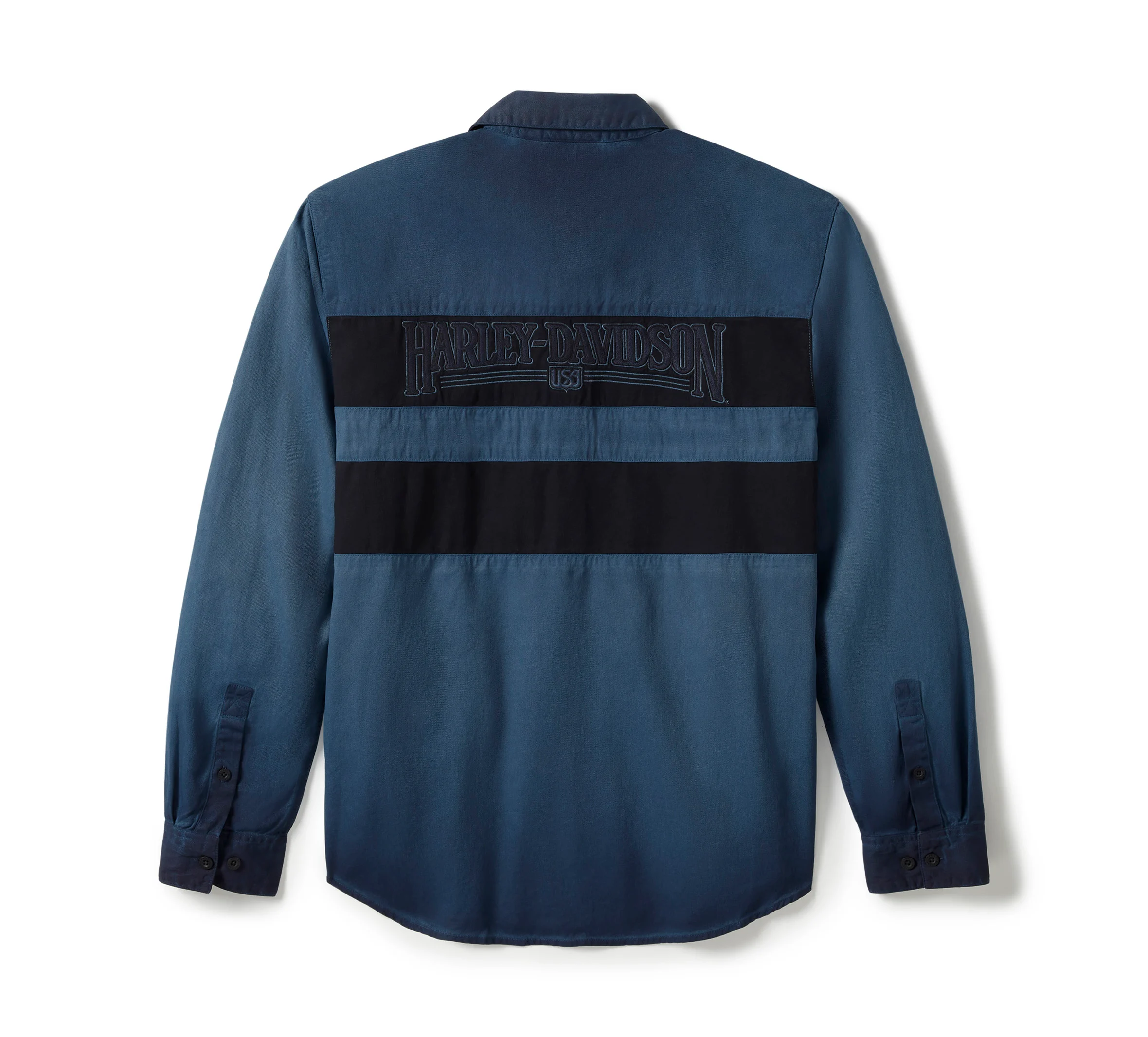 Men's Iron Bond II Long Sleeve Shirt - Colorblock - Mood Indigo & Harley Black