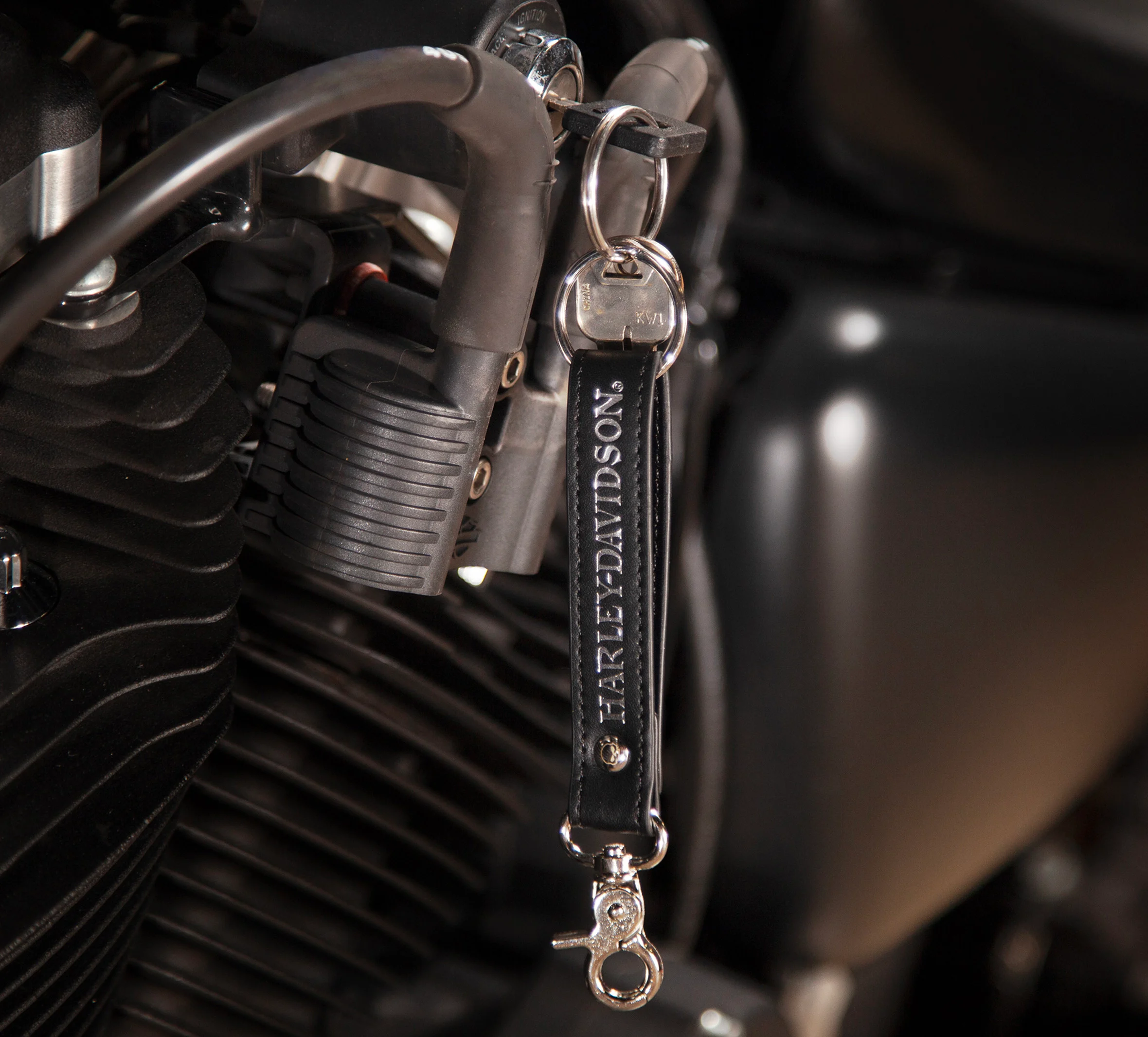 Skull Design Black Strap Key Chain