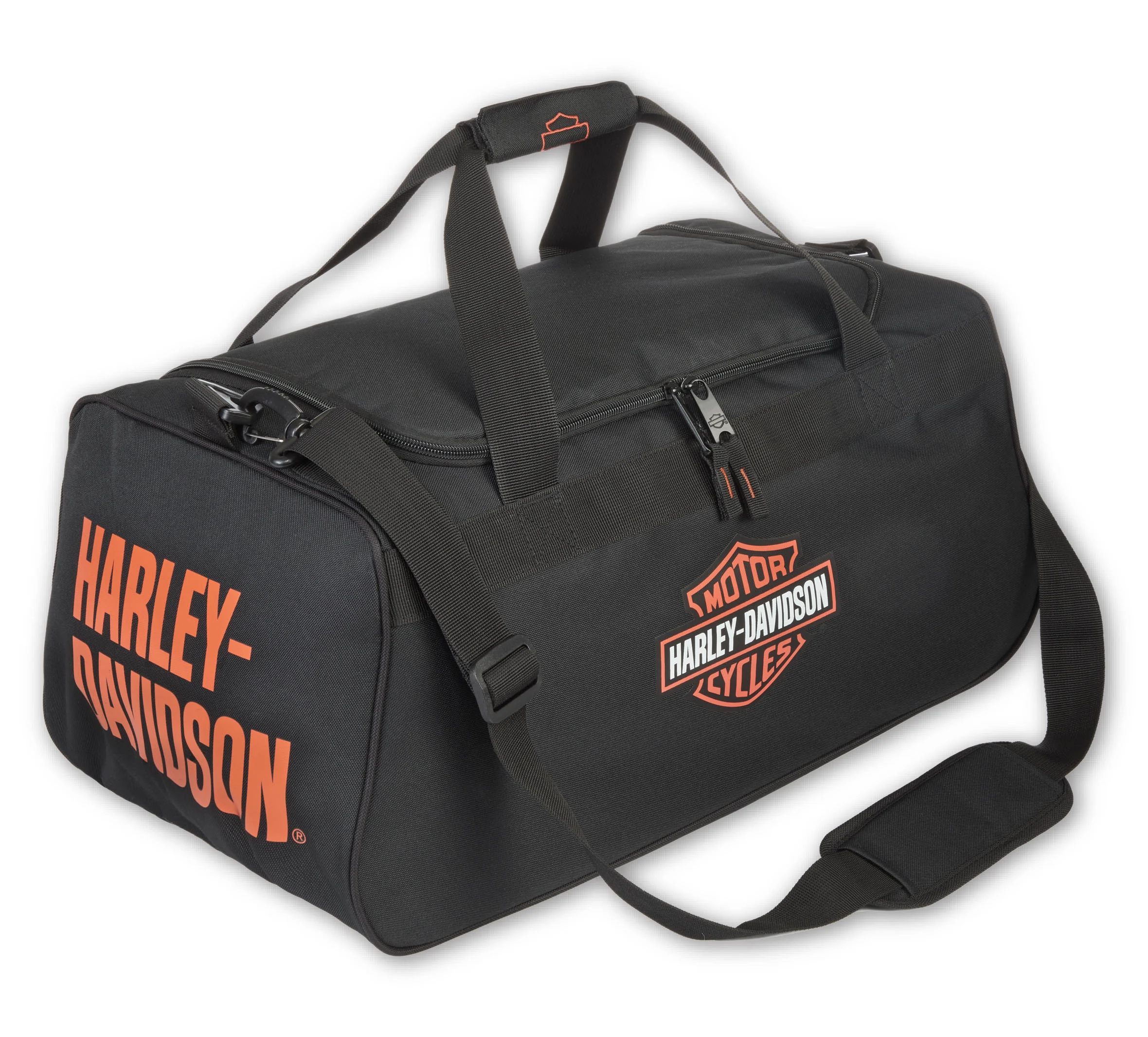 Bar & Shield Logo Duffel in Black/Orange