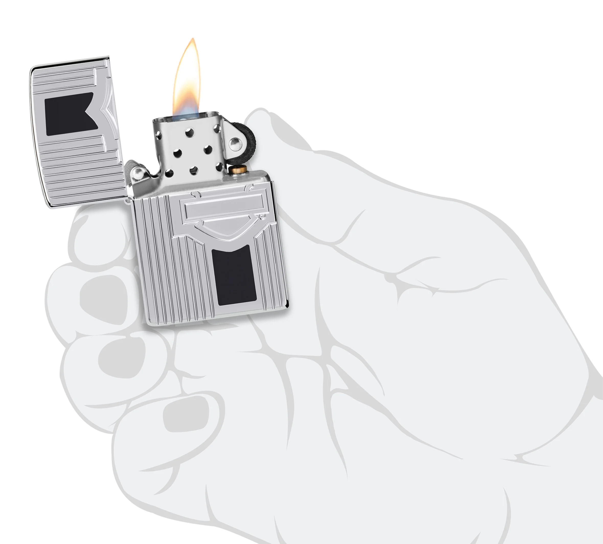 Harley-Davidson 2025 Limited Edition Deep Carve Armor High Polish Chrome Windproof Ligher