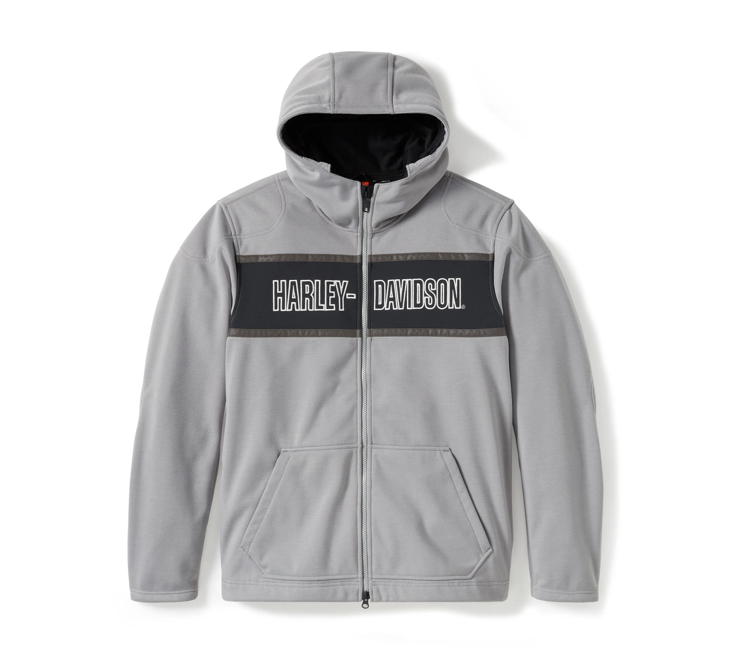 Men's H-D Trenton Deflector 2.0 Hooded Riding Fleece - Colorblock - Billiard Grey & Harley Black