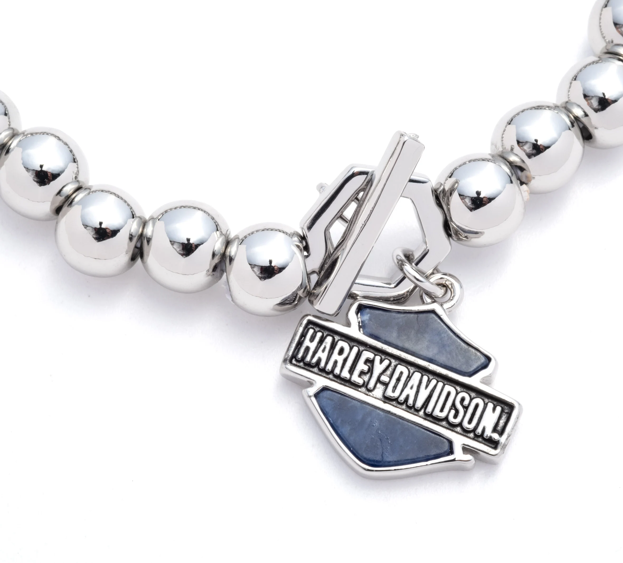 Women's Beaded Bar & Shield Charm Stretch Bracelet