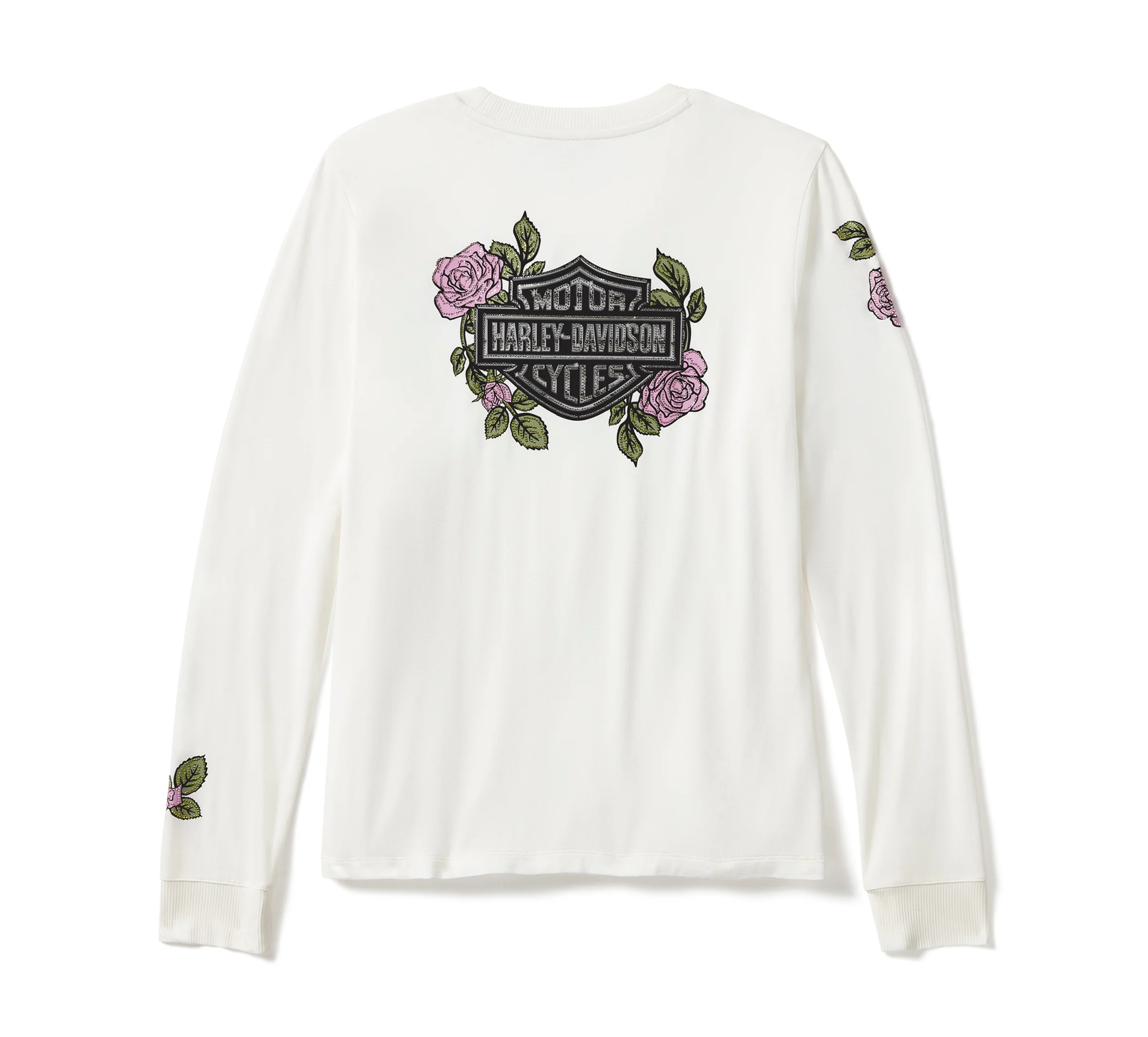 Women's Rose & Thorn Bling Long Sleeve Top - Cloud Dancer