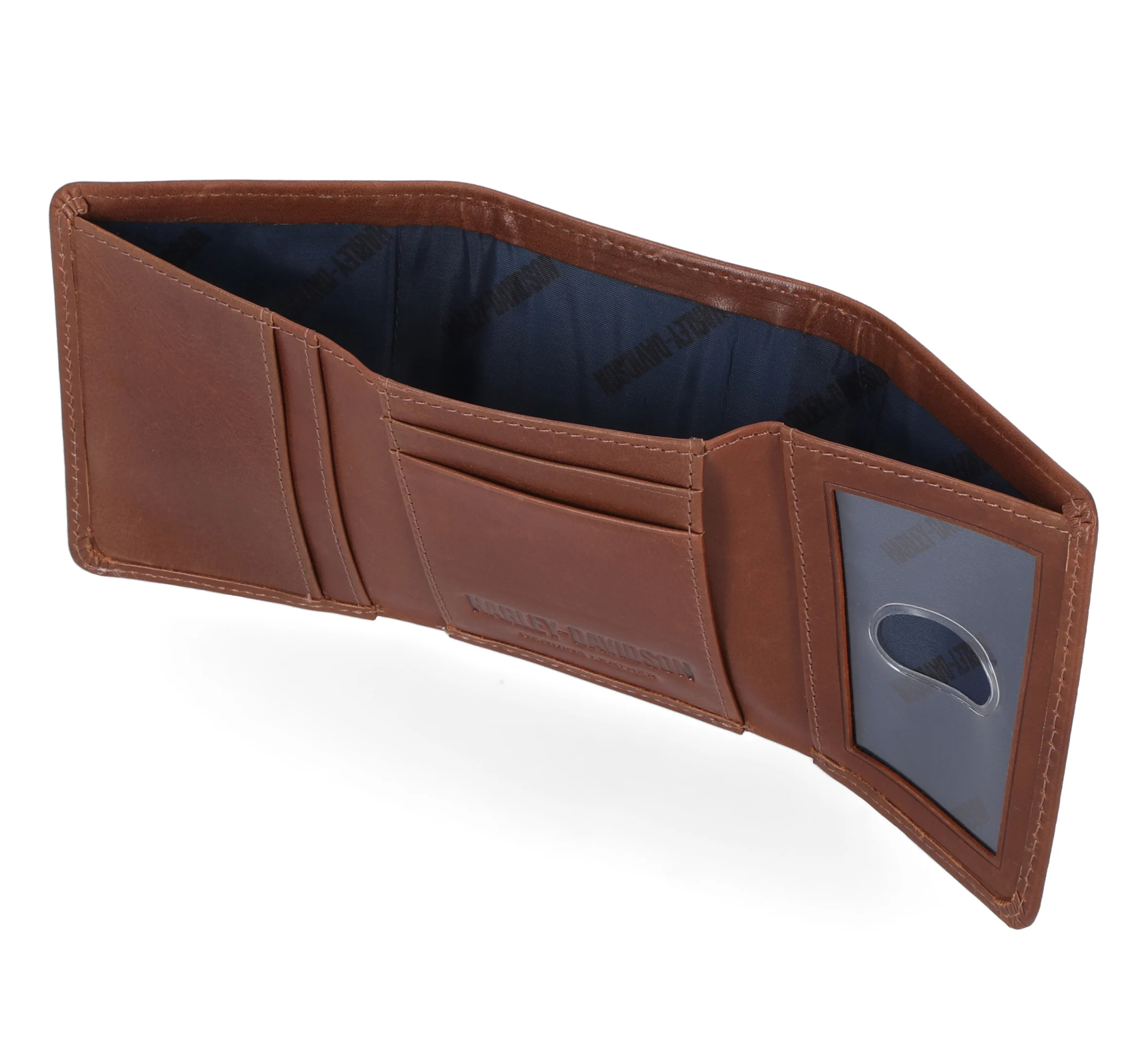 Laser Logo Trifold Wallet - Cognac