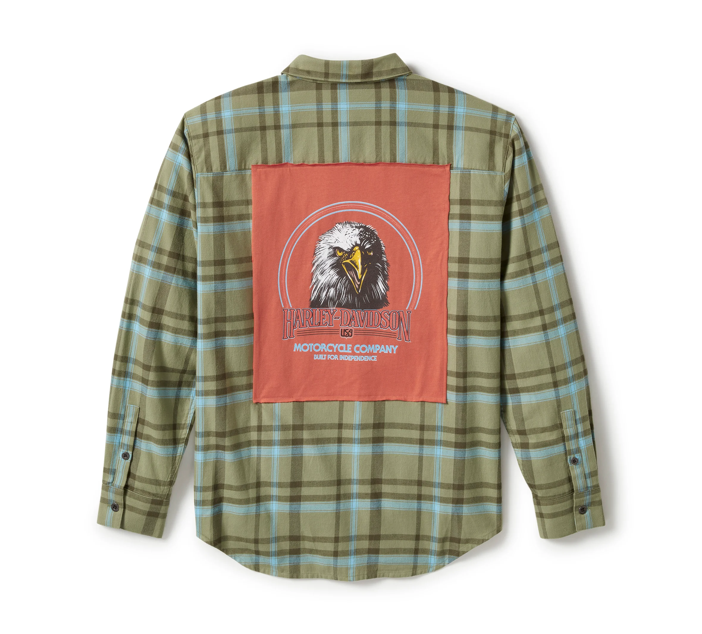Women's Patch Woven Long Sleeve Shirt - Plaid - Oil Green & Grape Leaf
