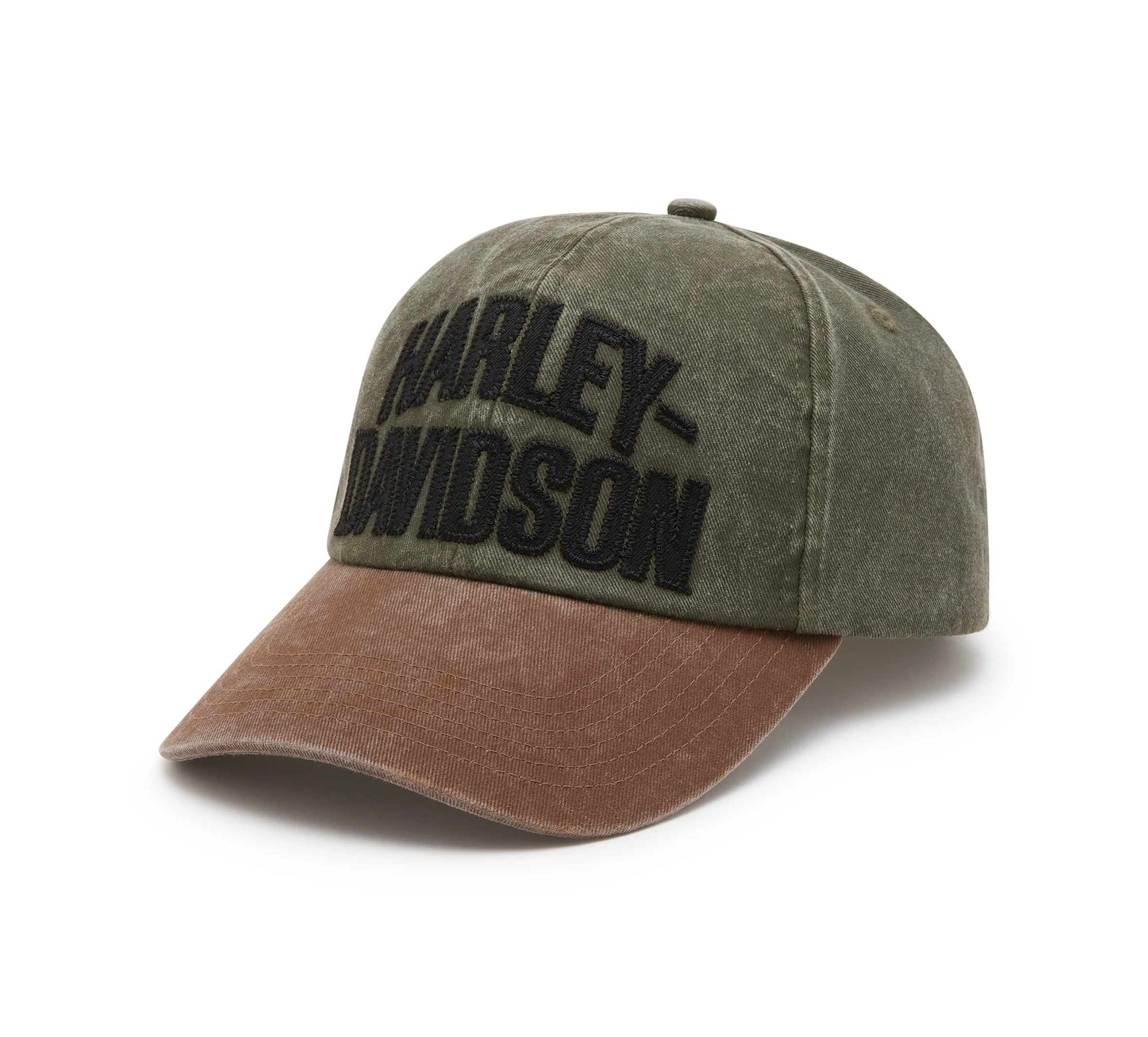 Arched Font Panhead Fitted Baseball Hat - Colorblocked - Grape Leaf &Dark Brown