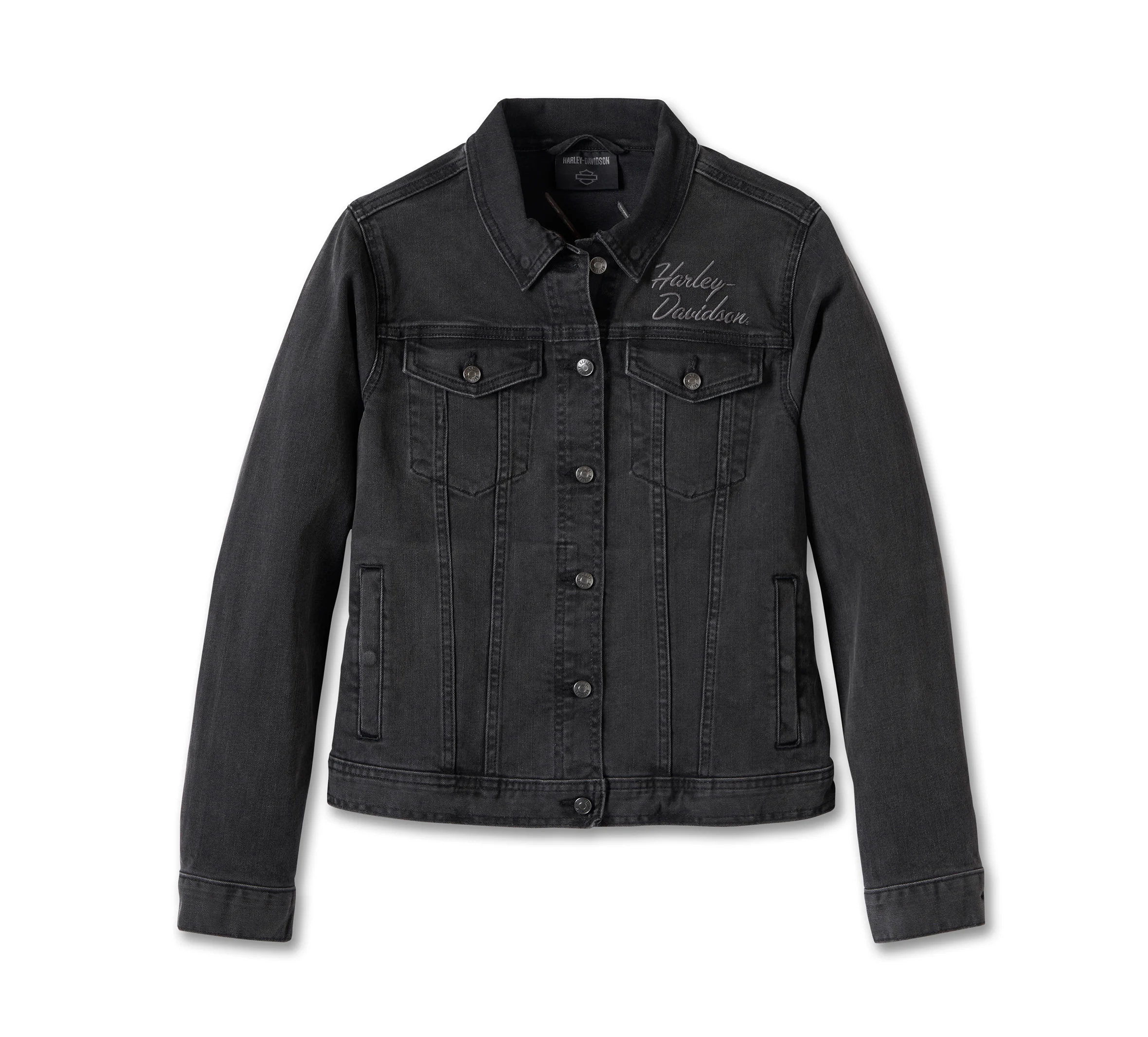 Women's Silver Wing Stretch Denim Jacket - Black Denim