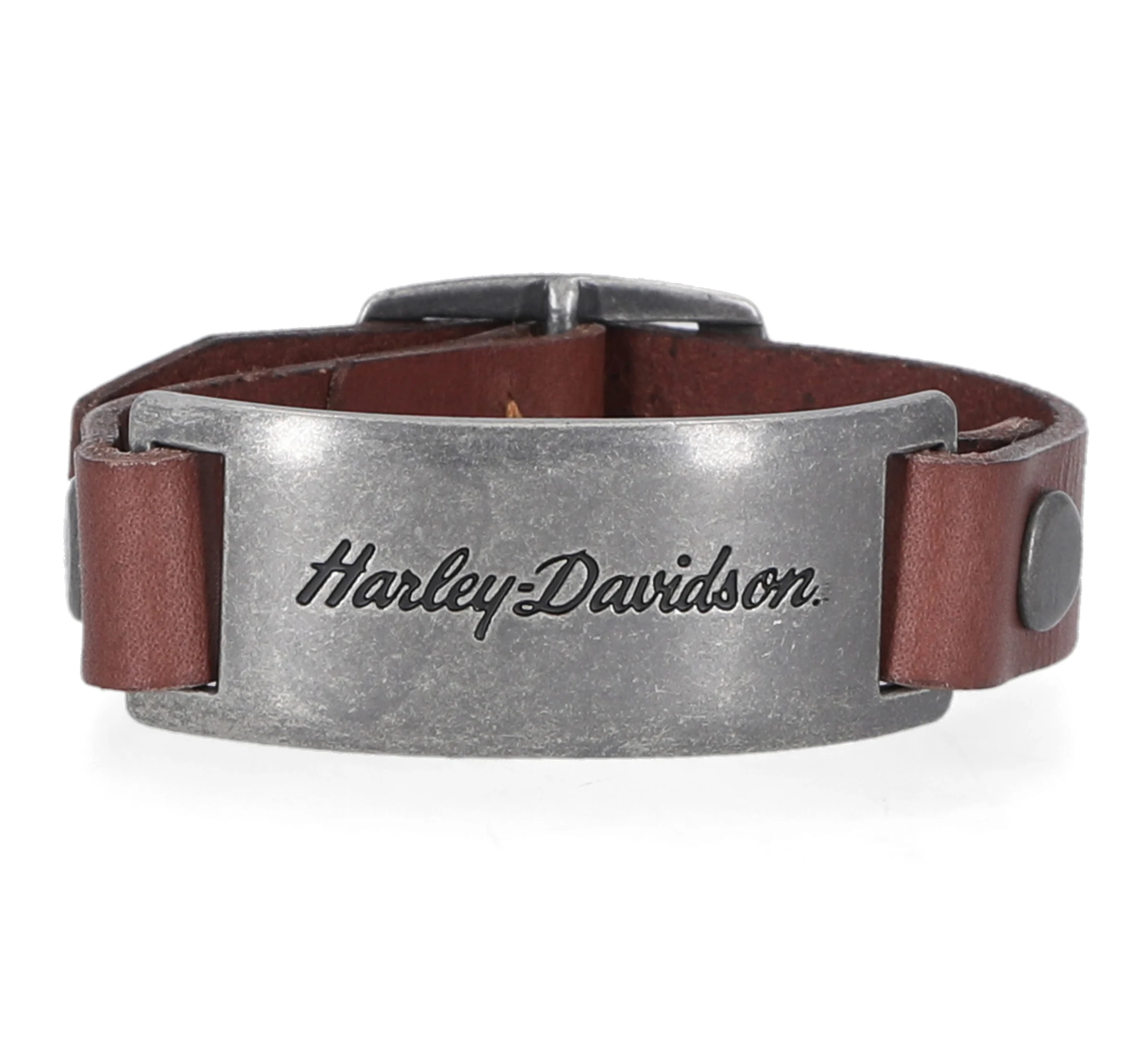 Harley-Davidson Script Metal Plaque Cuff - Cognac