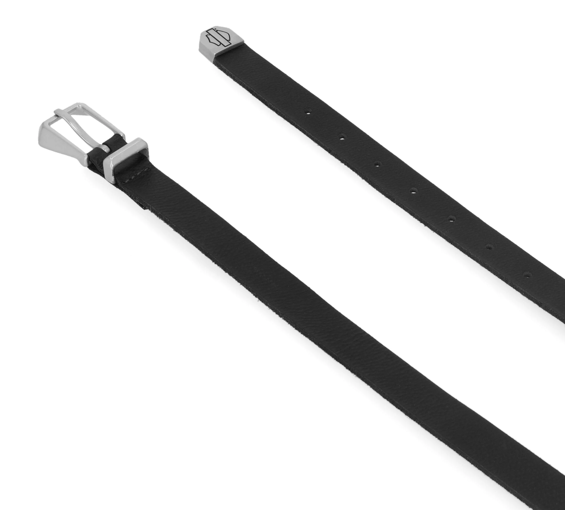 Metal Bar & Shield Tip Belt - Black