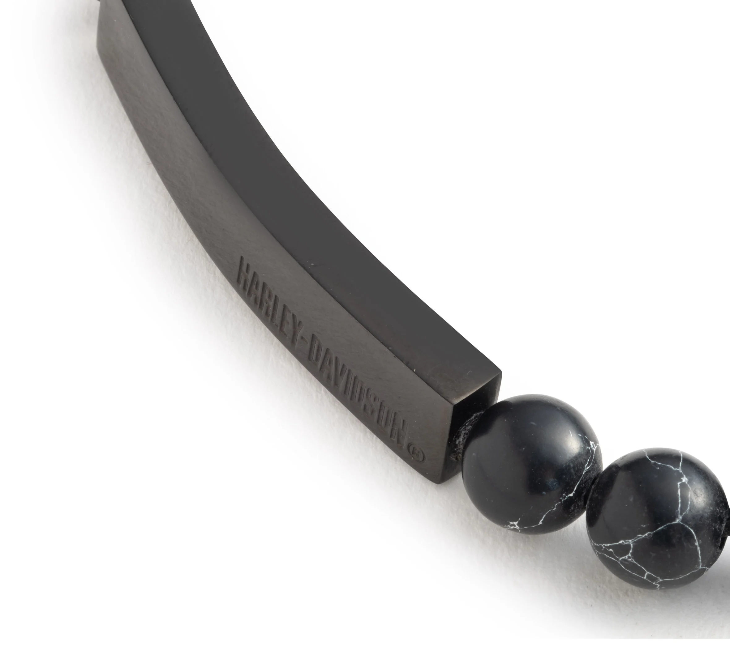 Men's Bead Logo Plaque Stretch Bracelet