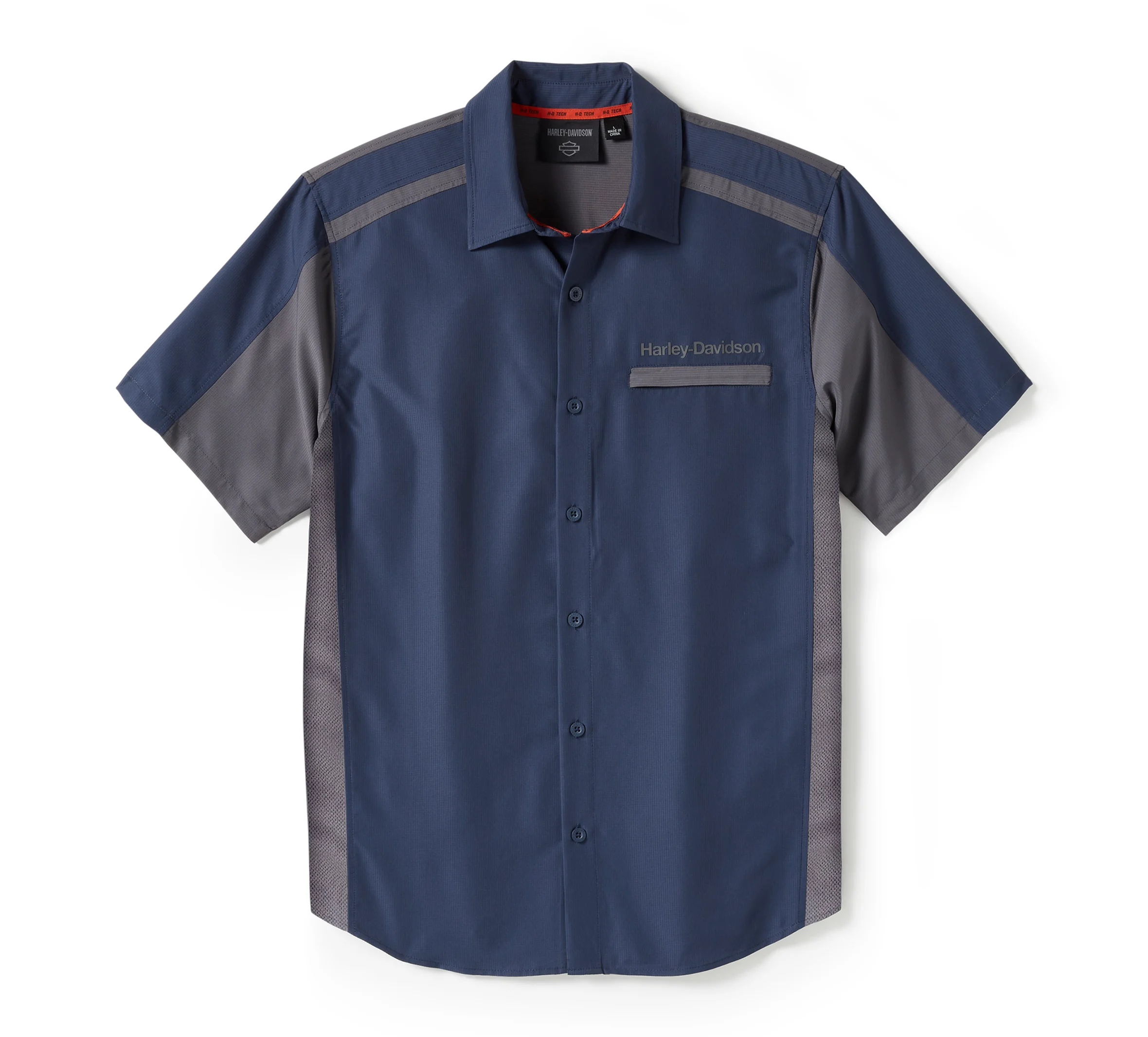 Men's H-D TECH Quick Dry Shirt - Colorblock - Mood Indigo & Blackened Pearl