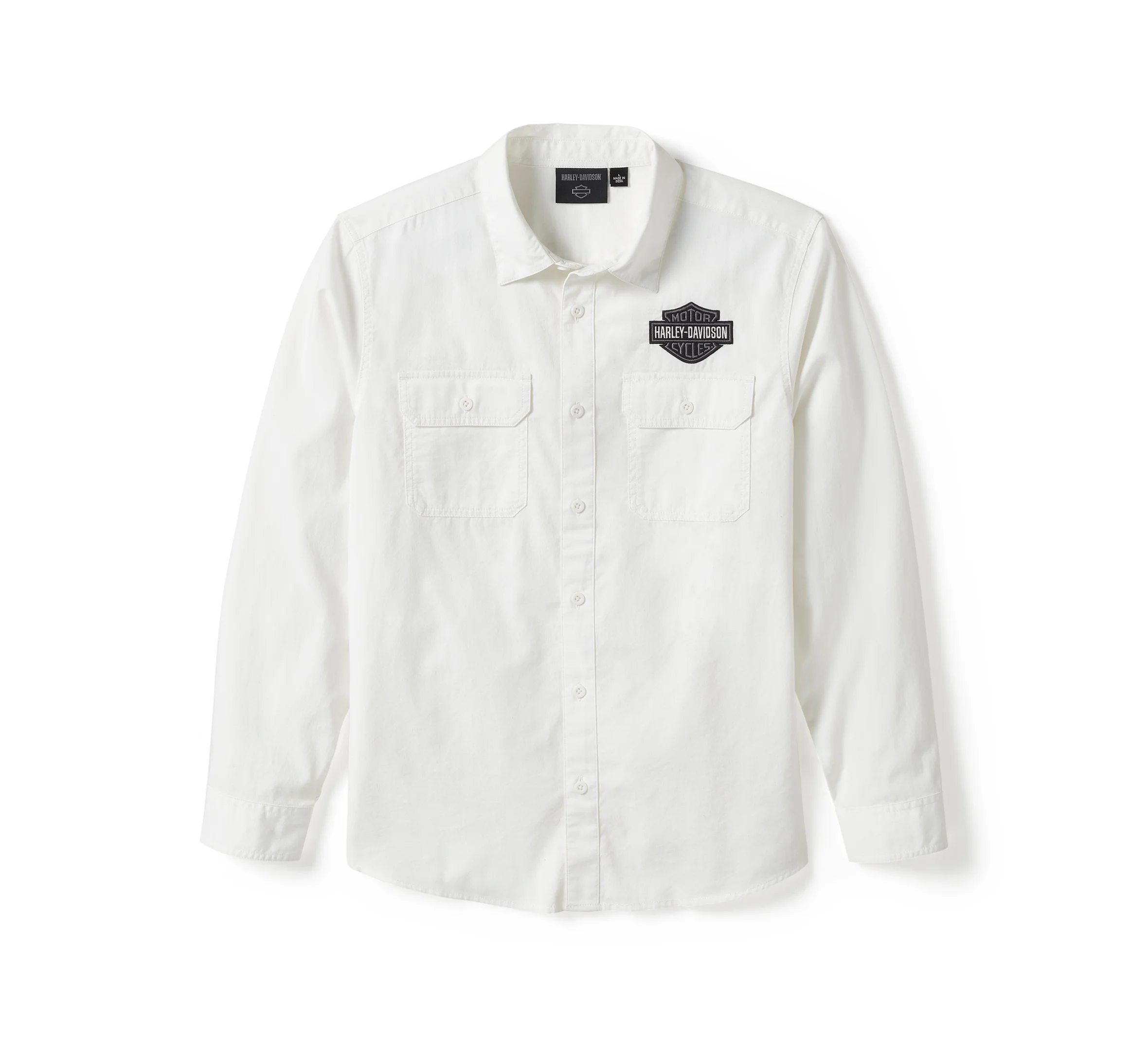 Men's Bar & Shield Solid Long Sleeve Shirt - Bright White