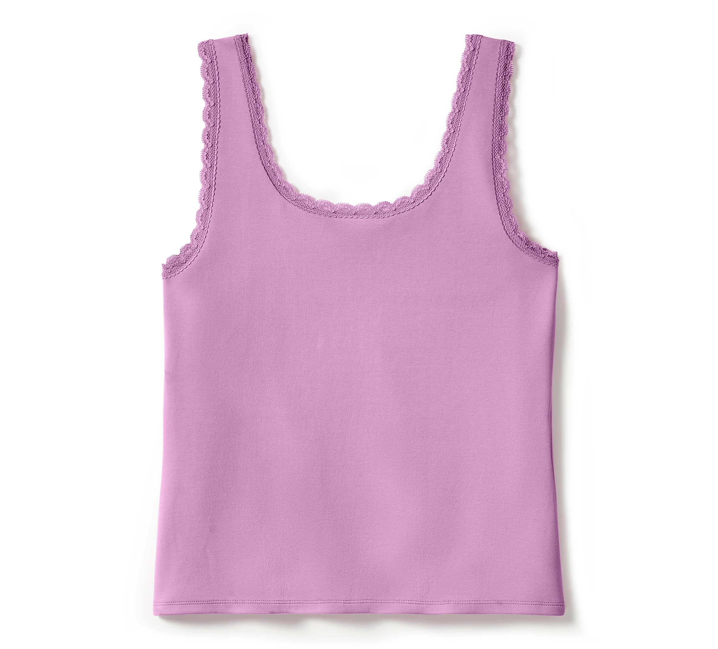 Women's Essential Bling Lace Trim Tank - Orchid