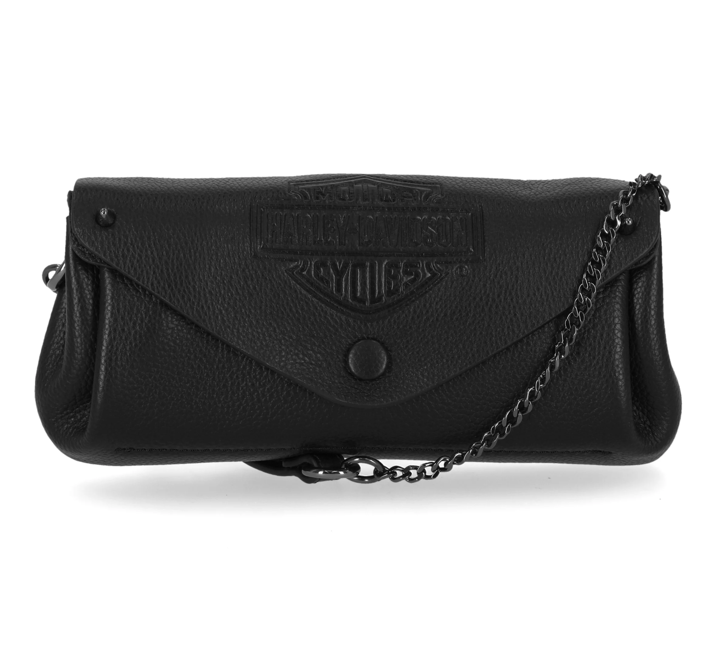 Leather Flap Crossbody Bag - Black