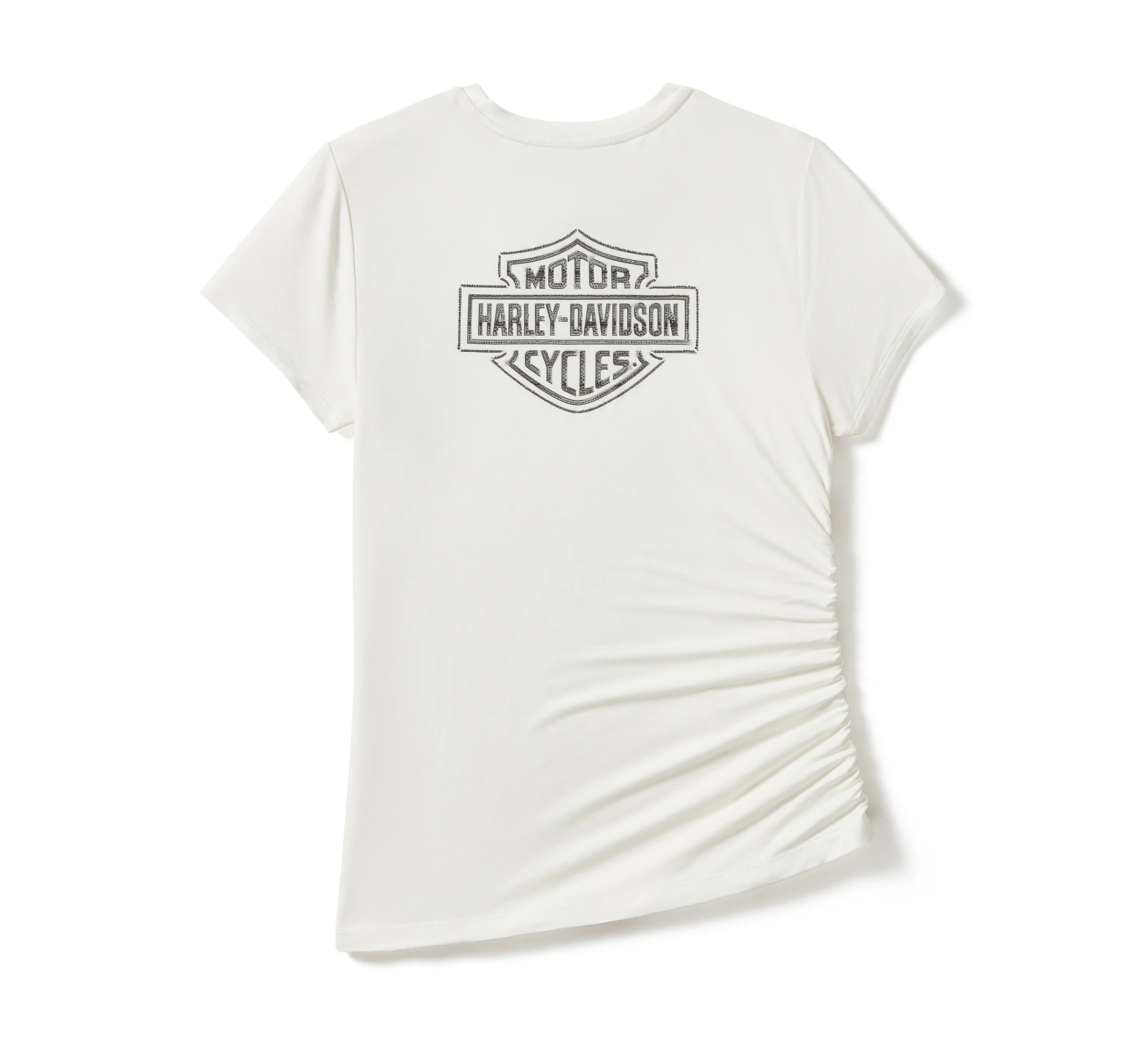 Women's Essential Bling Ruched Short Sleeve Top - Cloud Dancer
