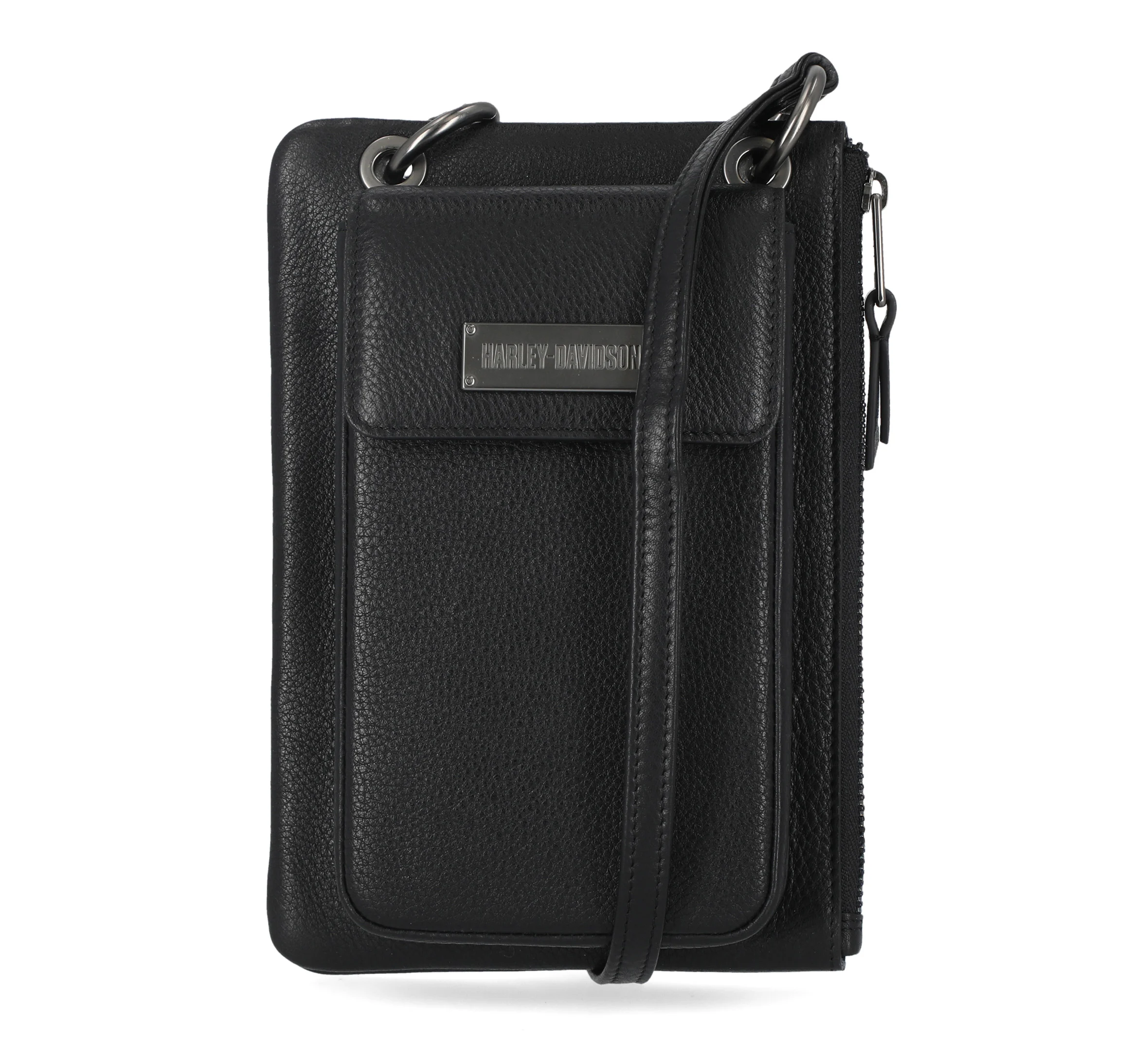 Women's Classic Leather Phone Case Crossbody Wallet - Black