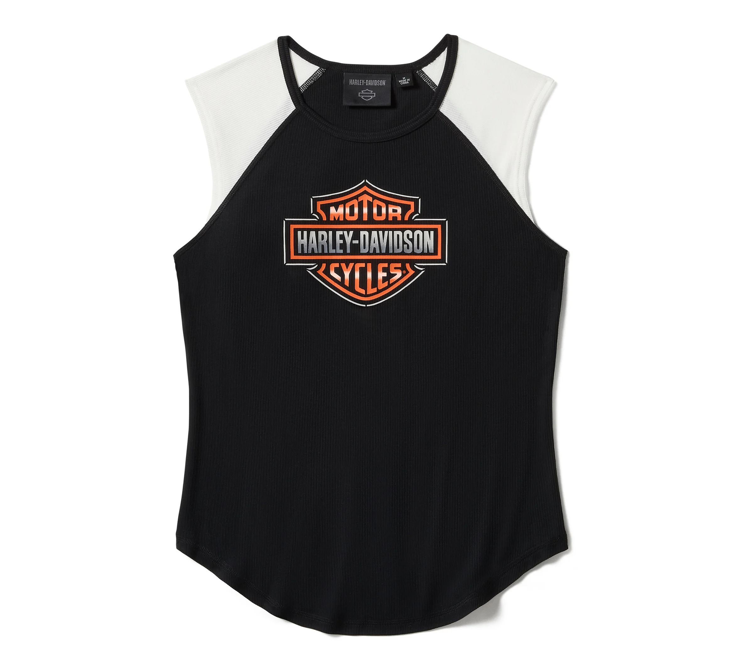 Women's Chrome Evo Raglan Tank - Colorblock - Harley Black & Cloud Dancer