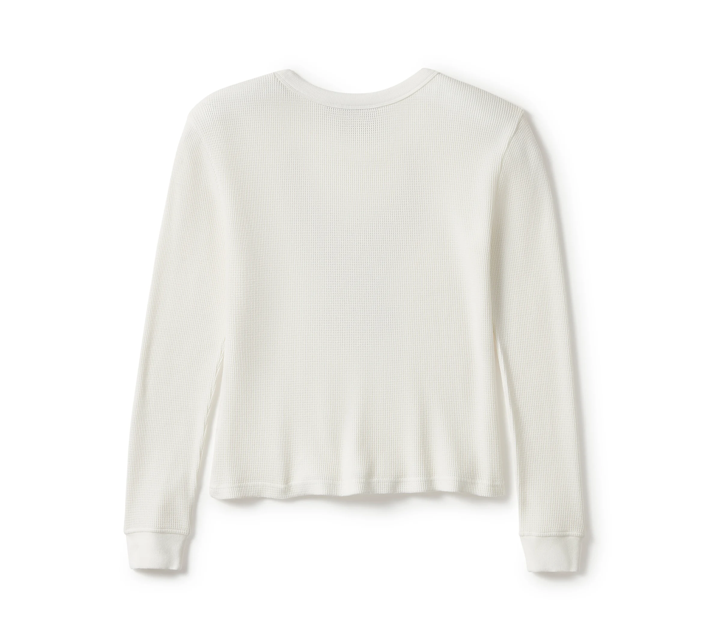 Women's Neon Eagle Distressed Waffle Knit Long Sleeve - Cloud Dancer