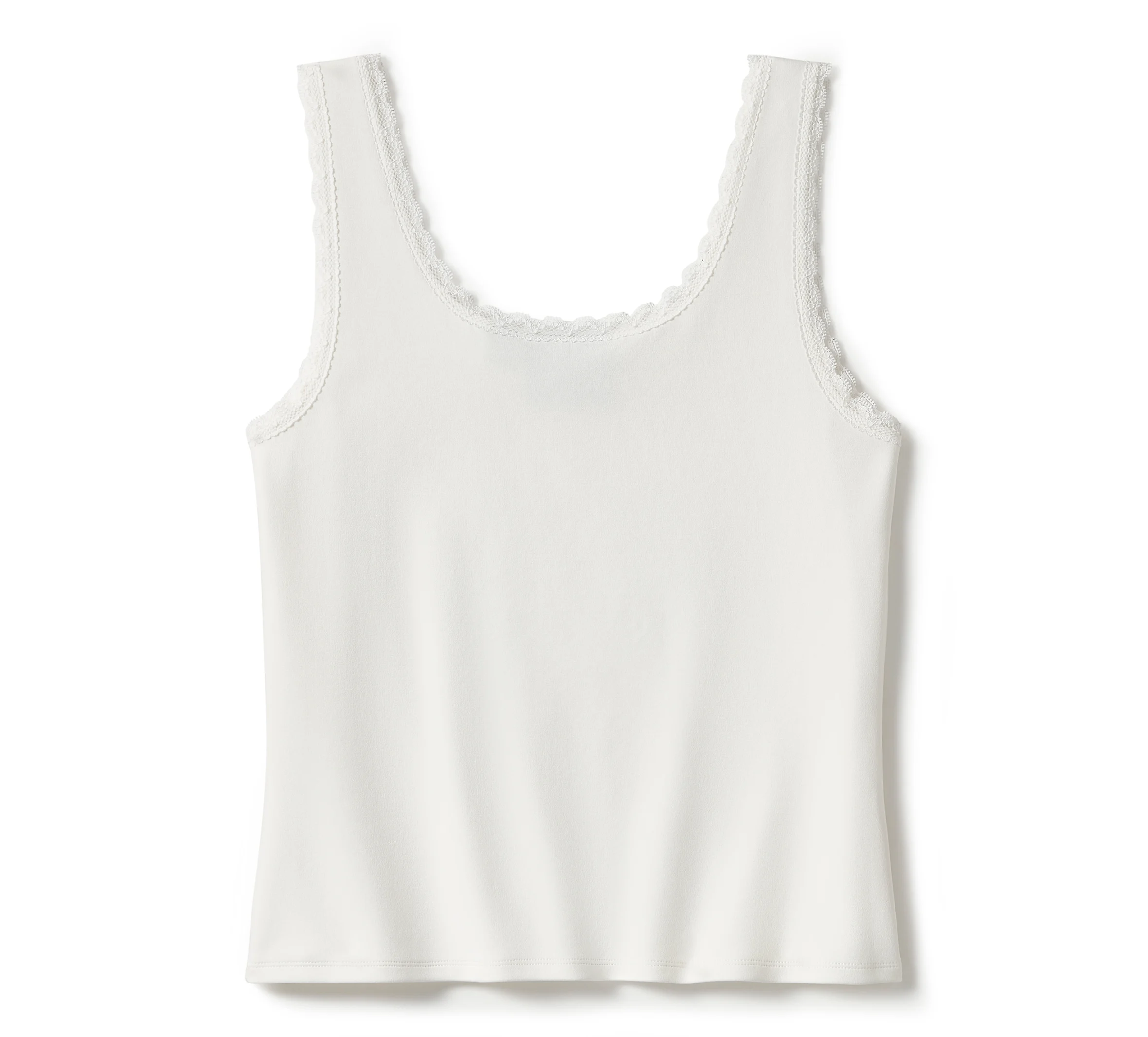 Women's Essential Bling Lace Trim Tank - Cloud Dancer