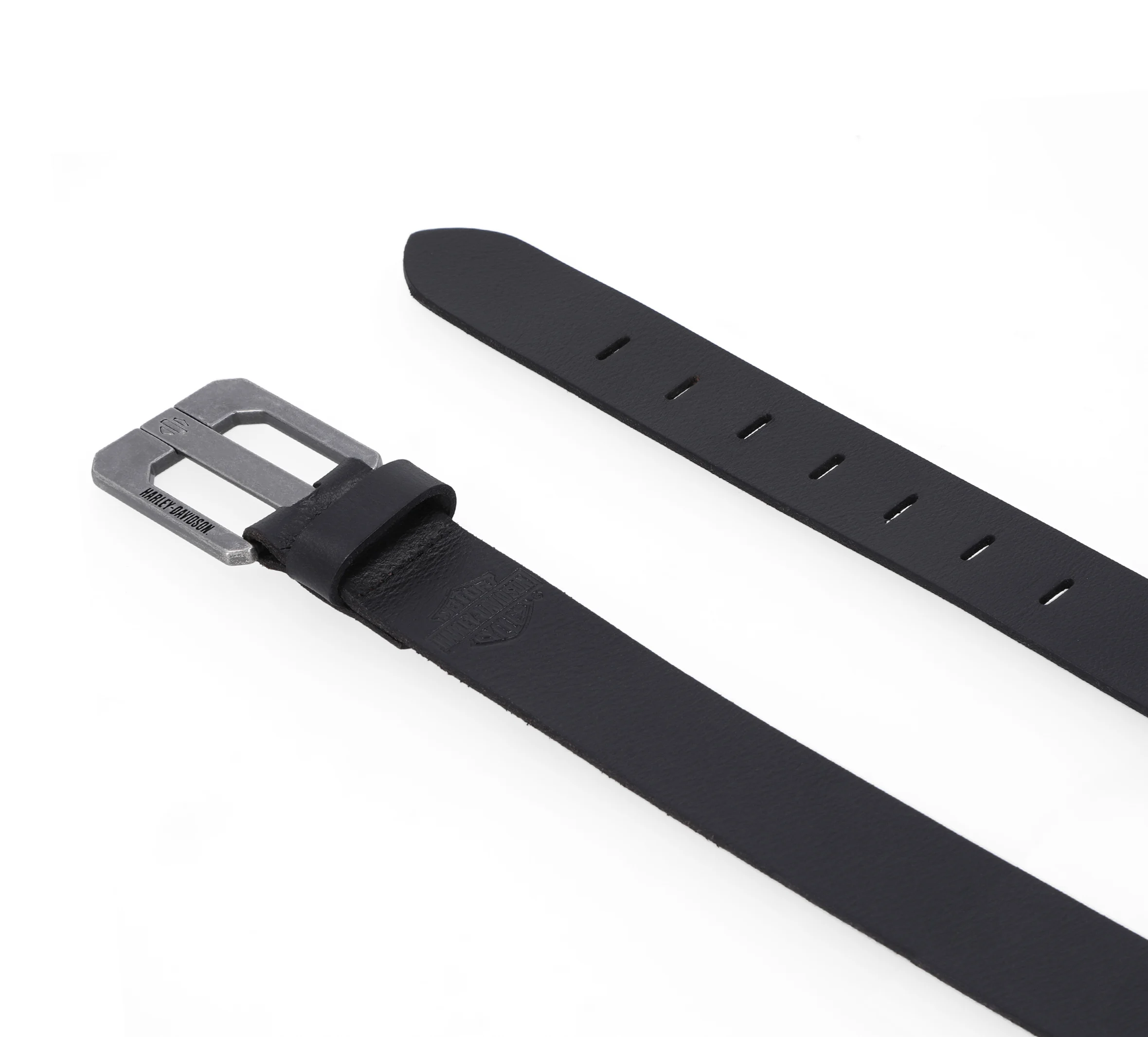 Die Cut Bar & Shield 2 Prong Belt in Black - Black