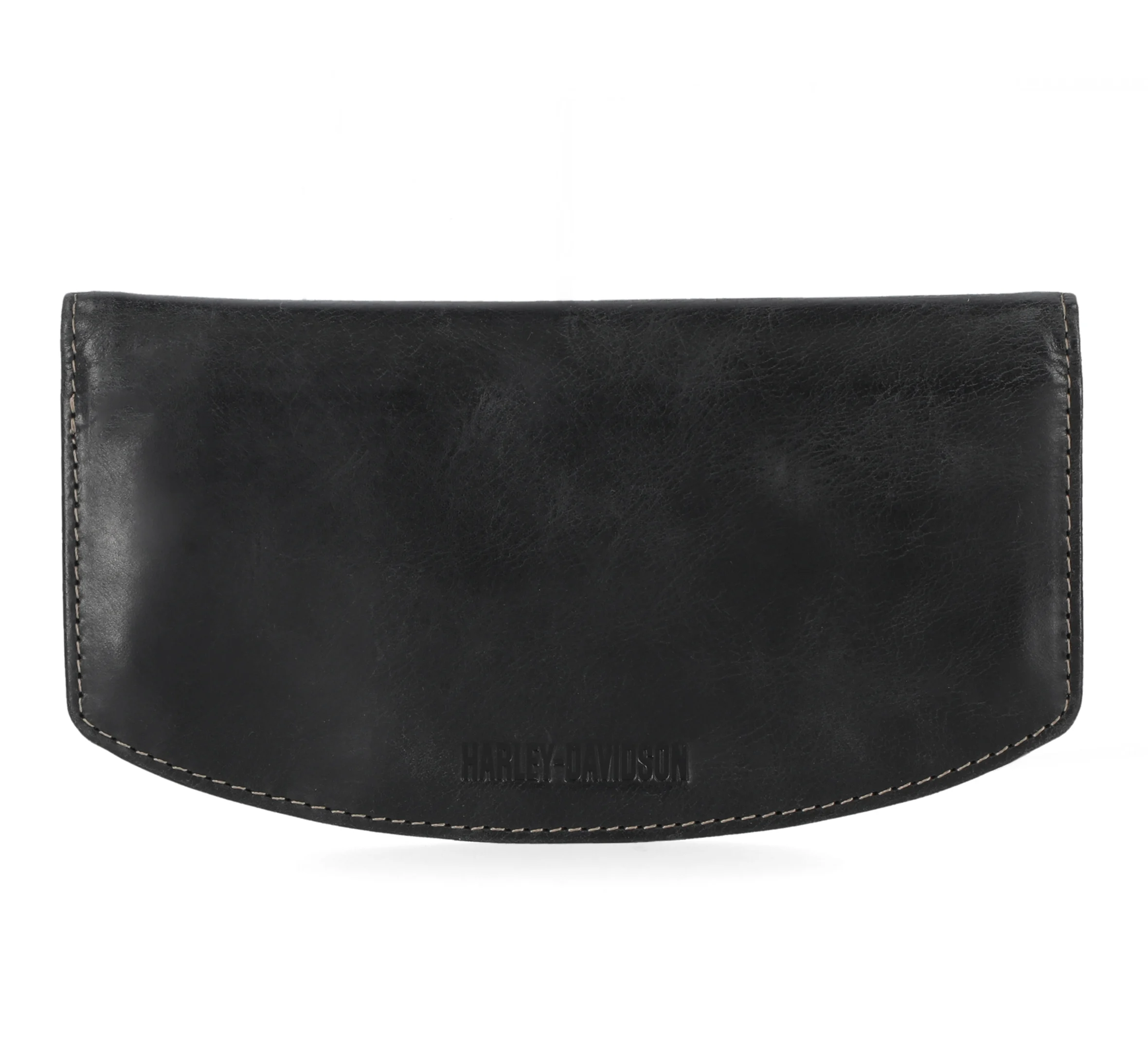 Men's Smooth Grain Flap Long Black Leather Wallet - Black