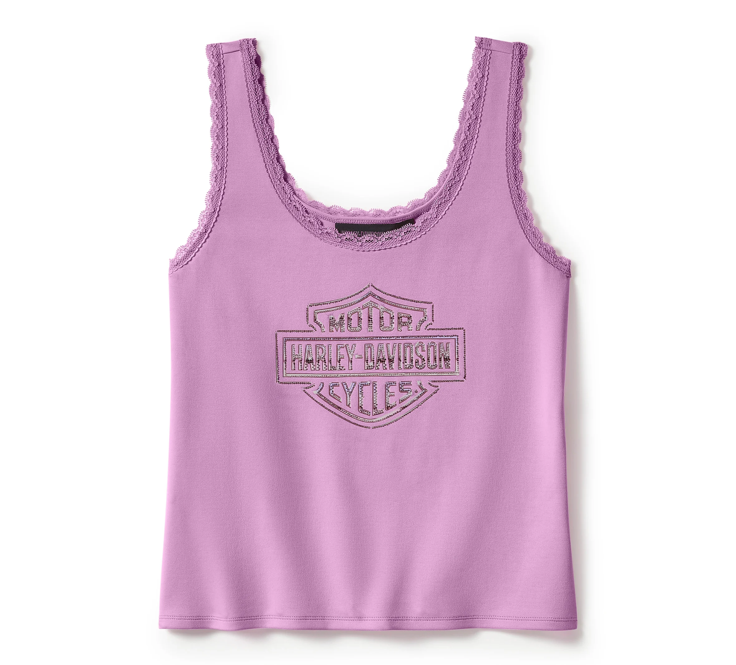 Women's Essential Bling Lace Trim Tank - Orchid